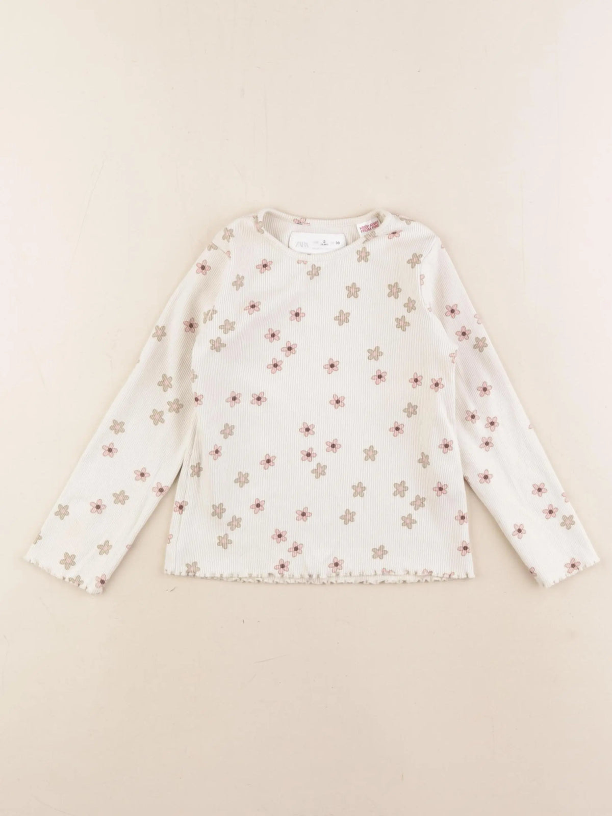 Zara - tee-shirt beige - 3 ans
