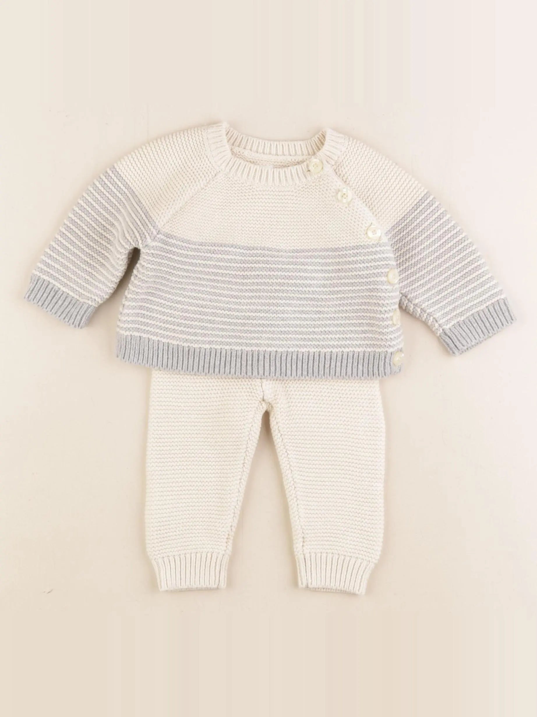 GAP - ensemble beige, gris - 0/3 mois