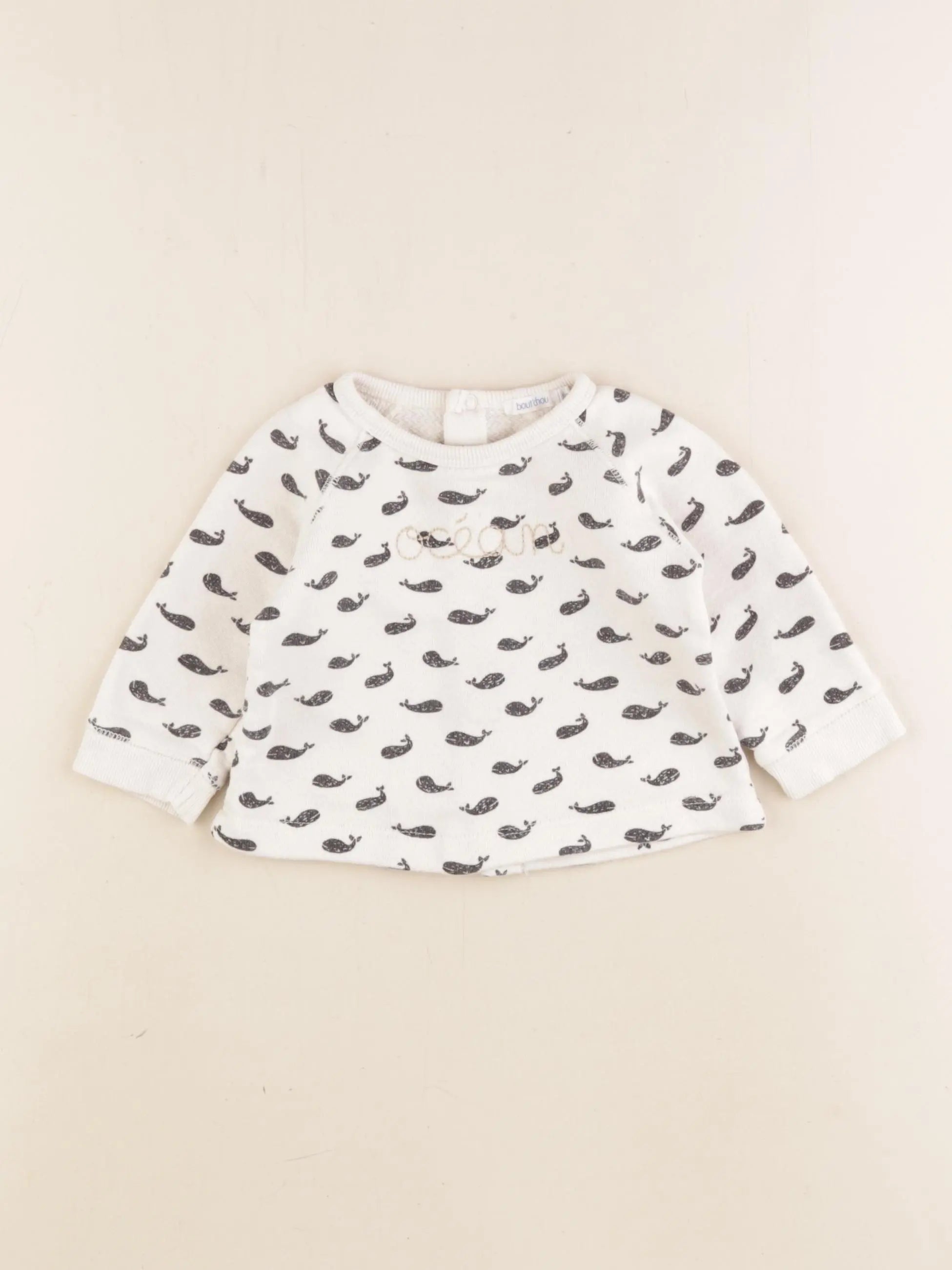 Boutchou - sweat beige, noir - 9 mois