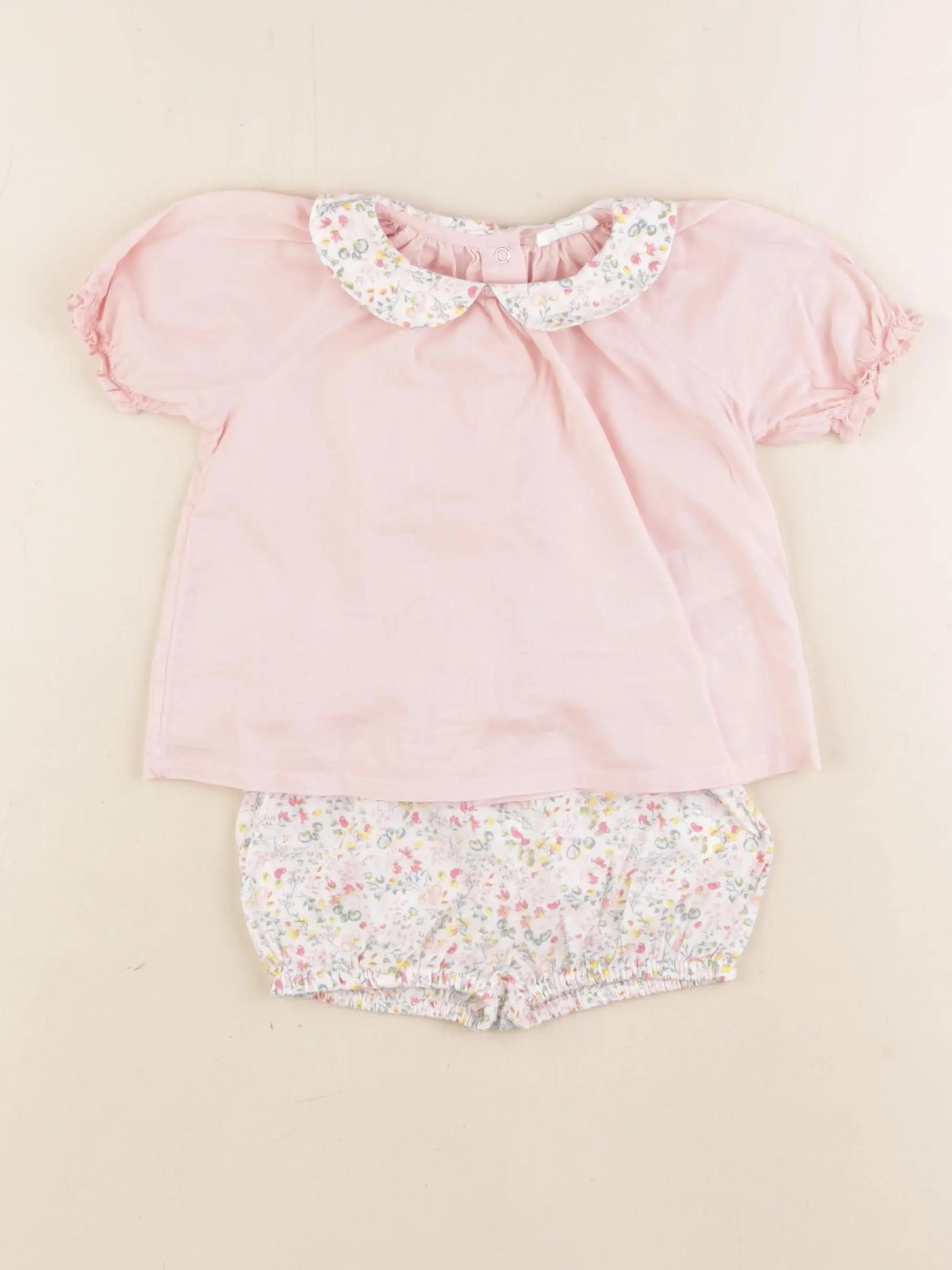 Vertbaudet - ensemble rose - 9 mois