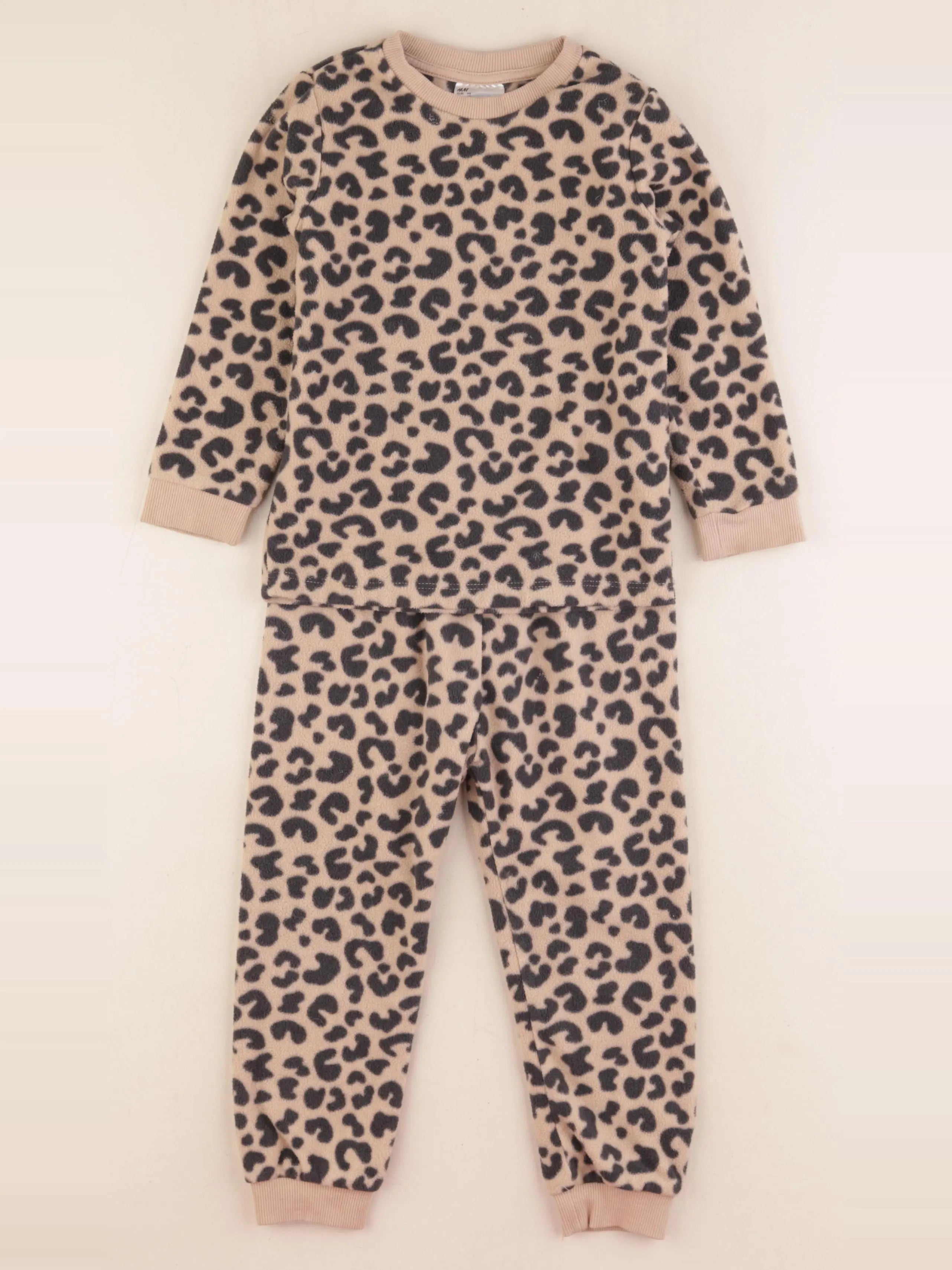 H&M - pyjama velours noir, marron - 2/3 ans