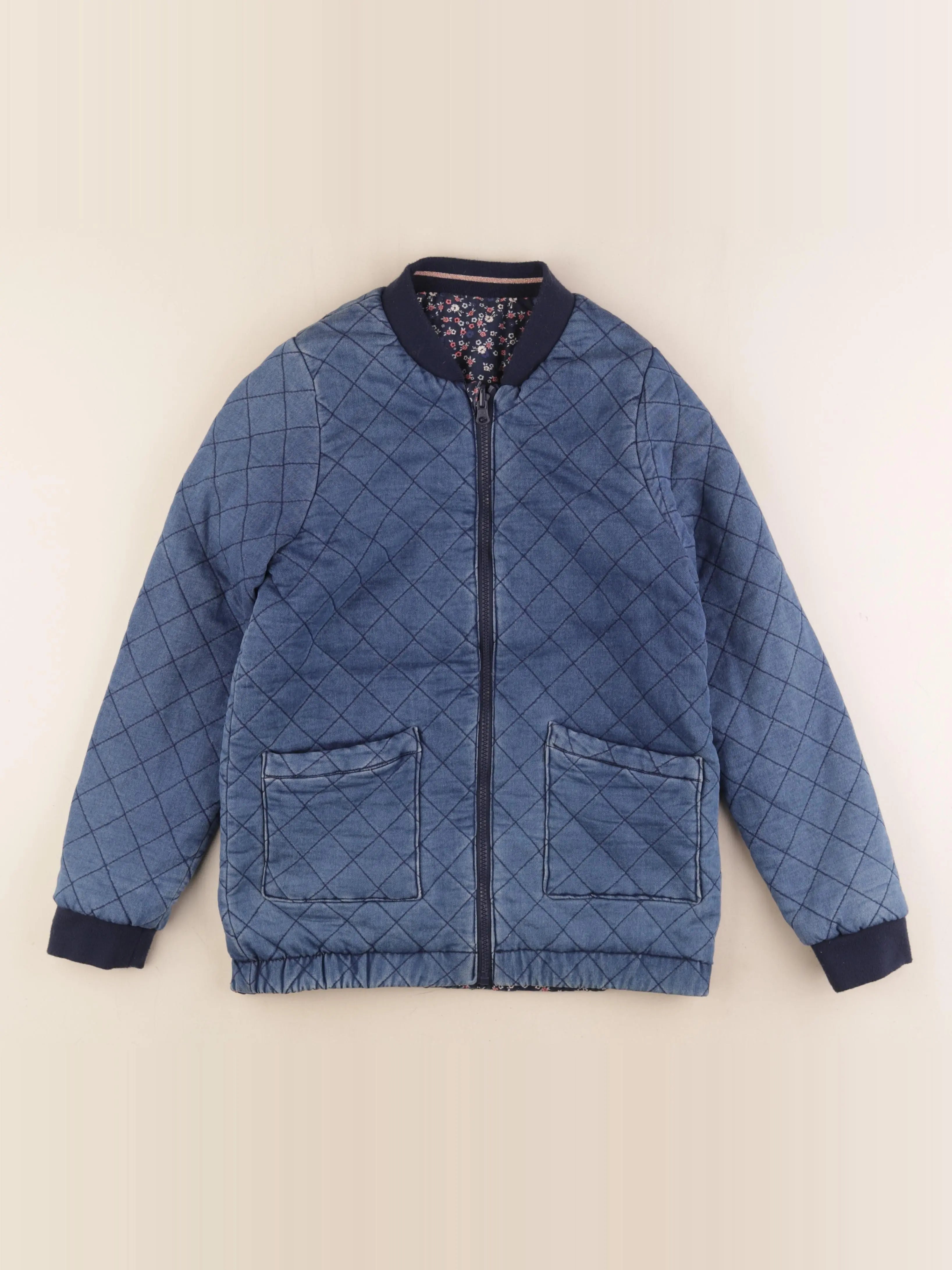 Vertbaudet - veste réversible bleu - 14 ans