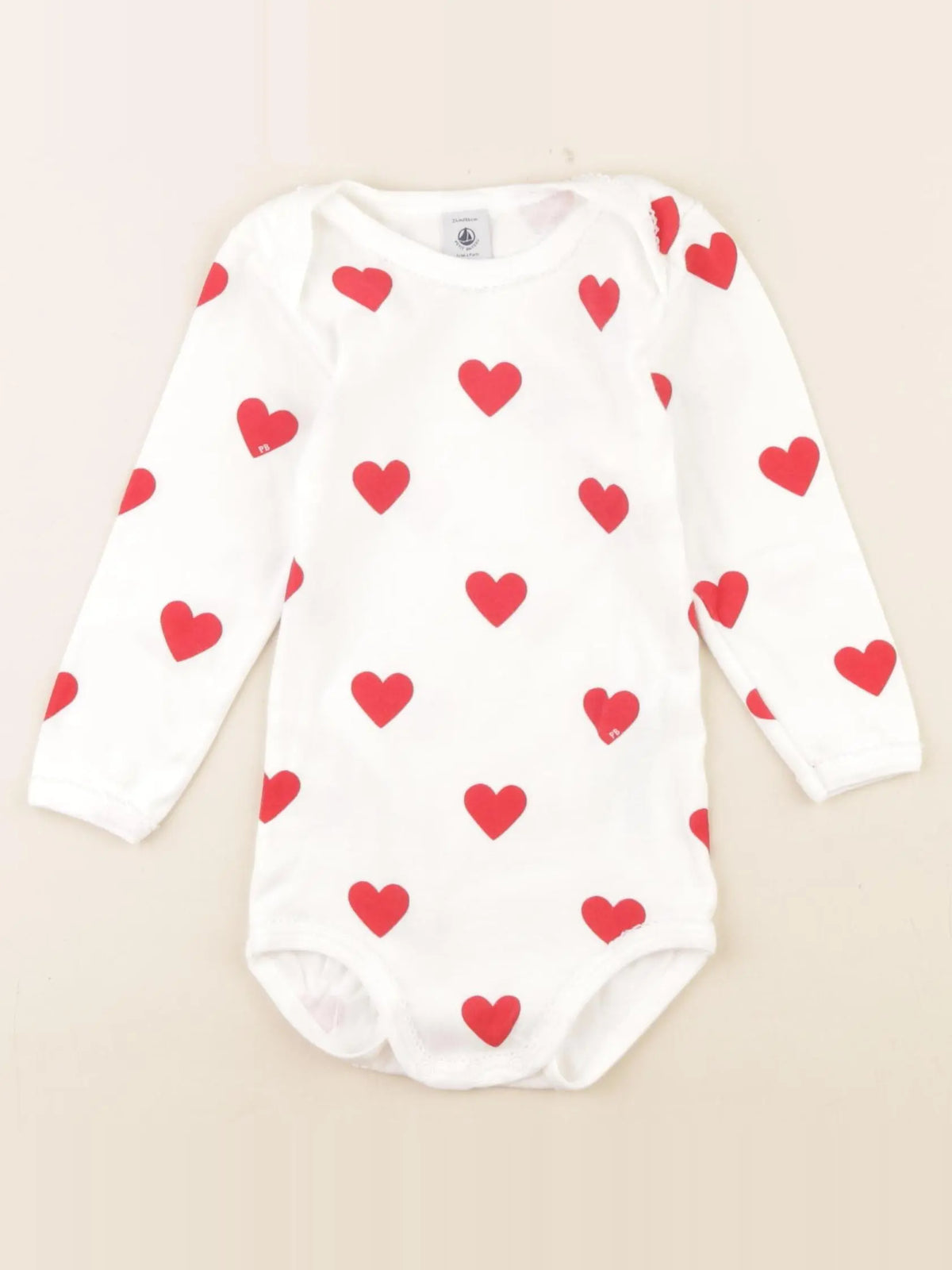 Petit Bateau - body blanc, rouge - 24 mois