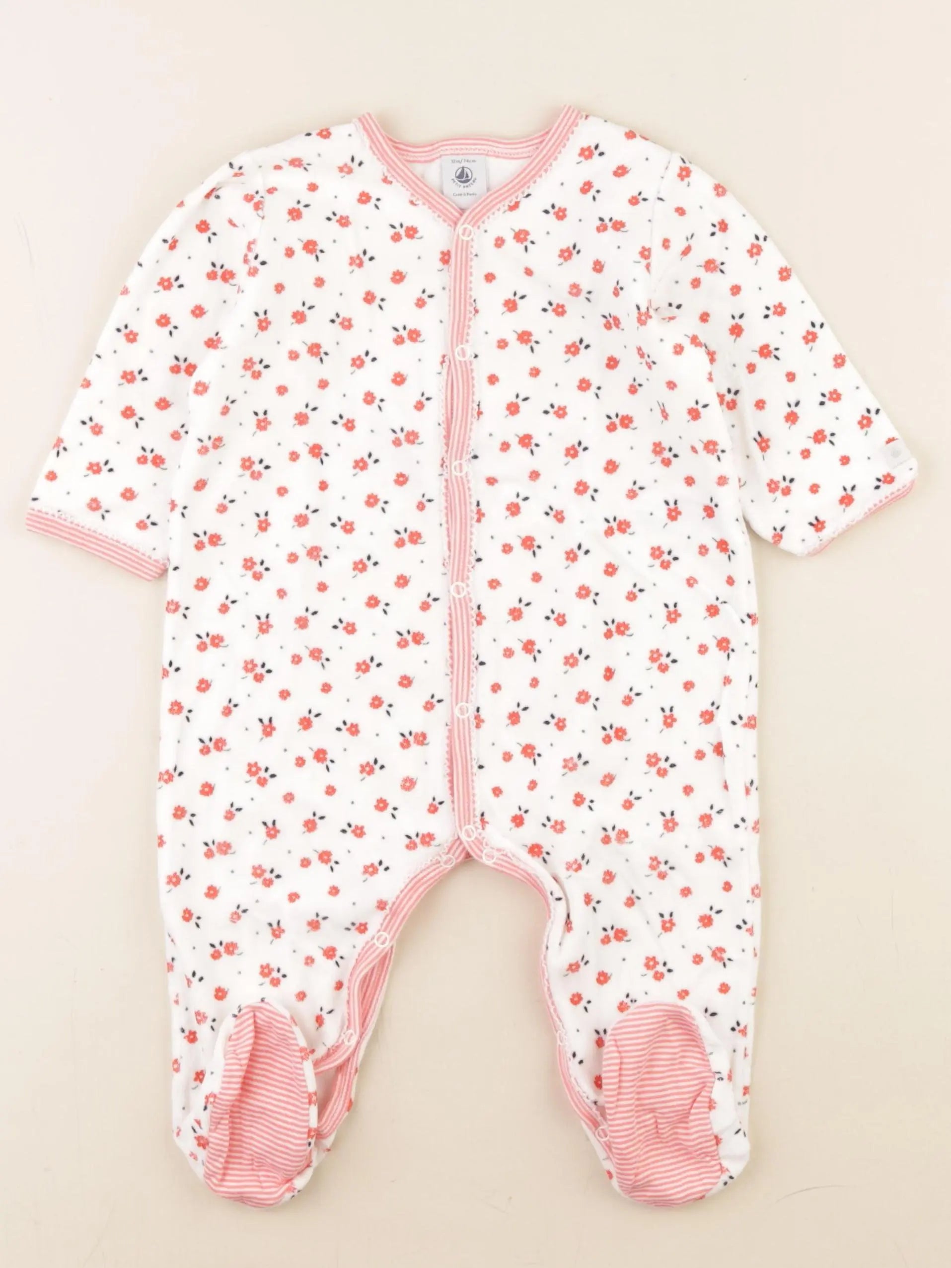Petit Bateau - pyjama velours multicolore - 12 mois