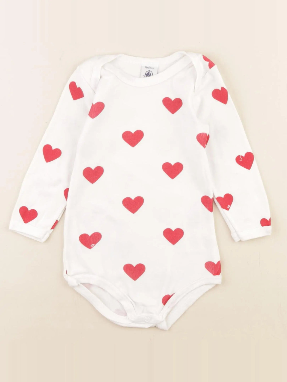 Petit Bateau - body blanc, rouge - 18 mois