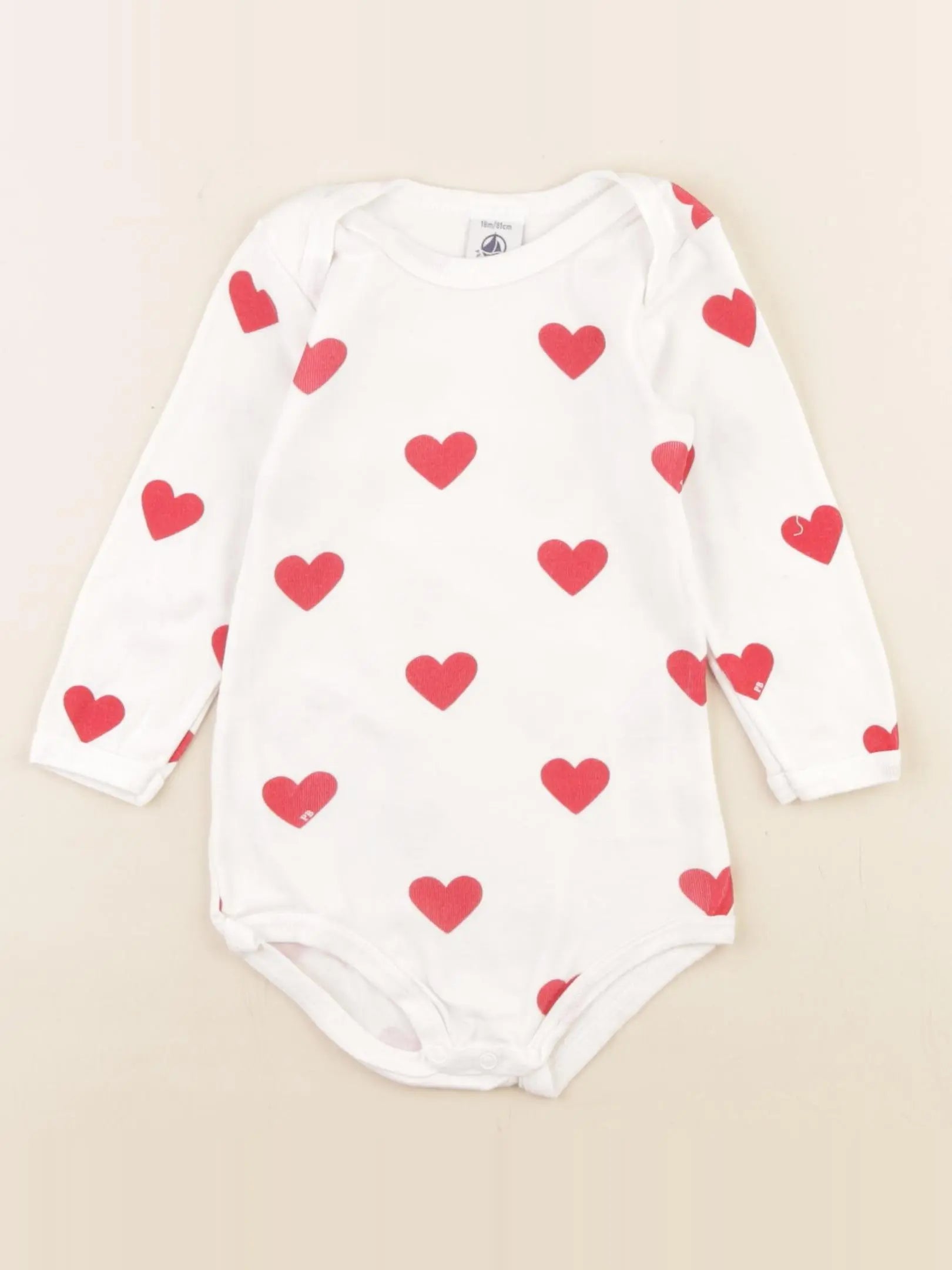 Petit Bateau - body blanc, rouge - 18 mois