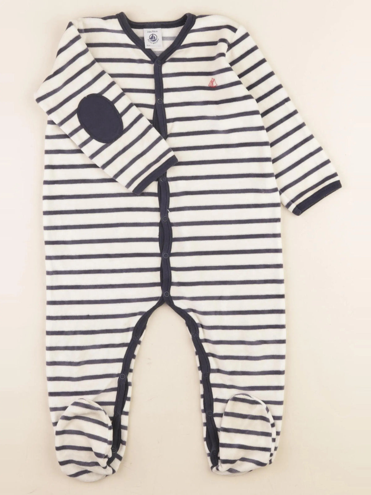 Petit Bateau - pyjama velours bleu - 24 mois