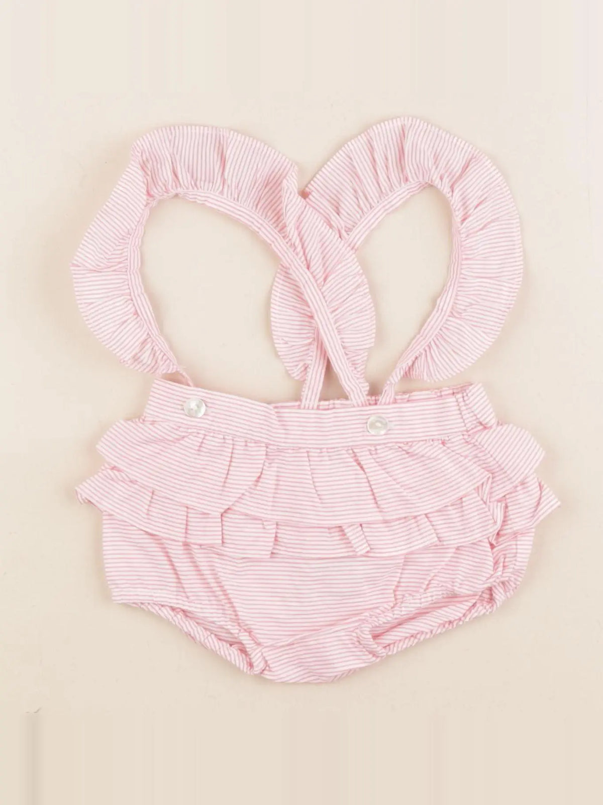 Jacadi - bloomer volants au dos rose, blanc - 3 mois
