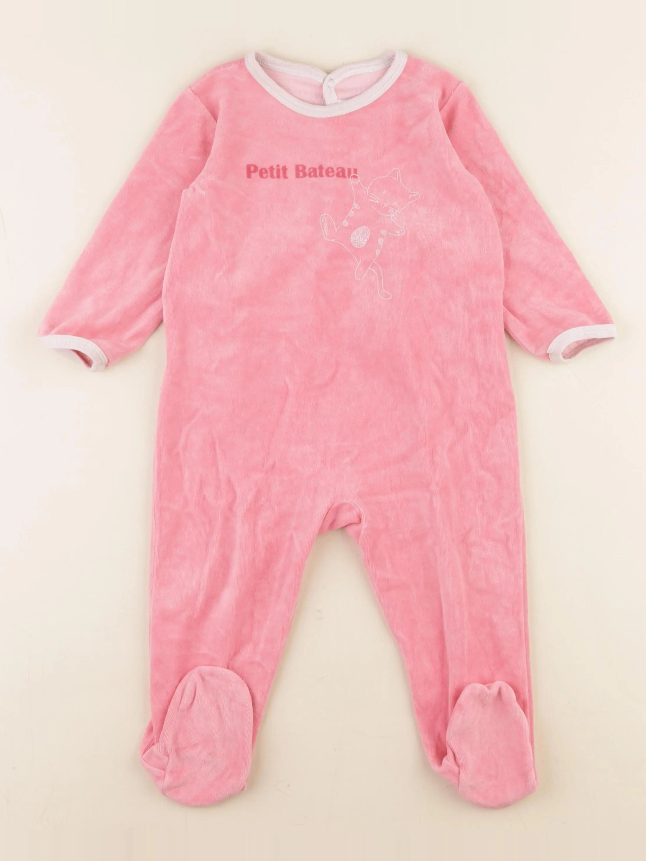 Petit Bateau - pyjama velours rose - 18 mois