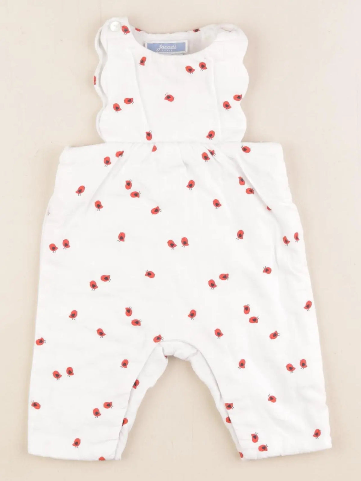 Jacadi - salopette blanc, rouge - 1 mois