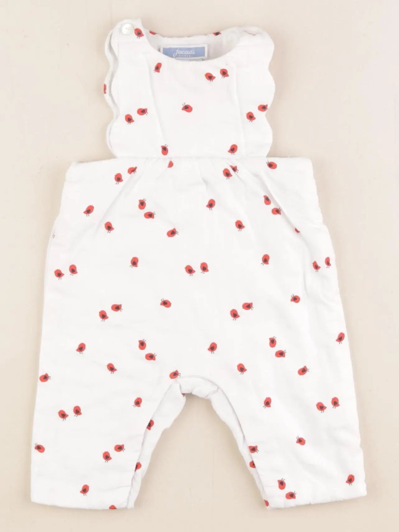 Jacadi - salopette blanc, rouge - 1 mois