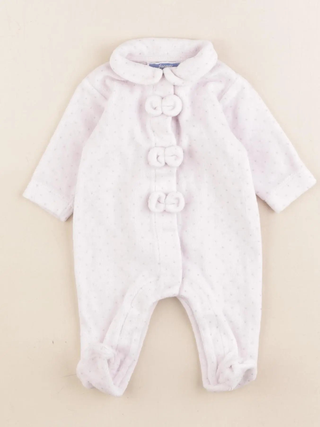 Jacadi - pyjama velours rose, argent - 0 mois