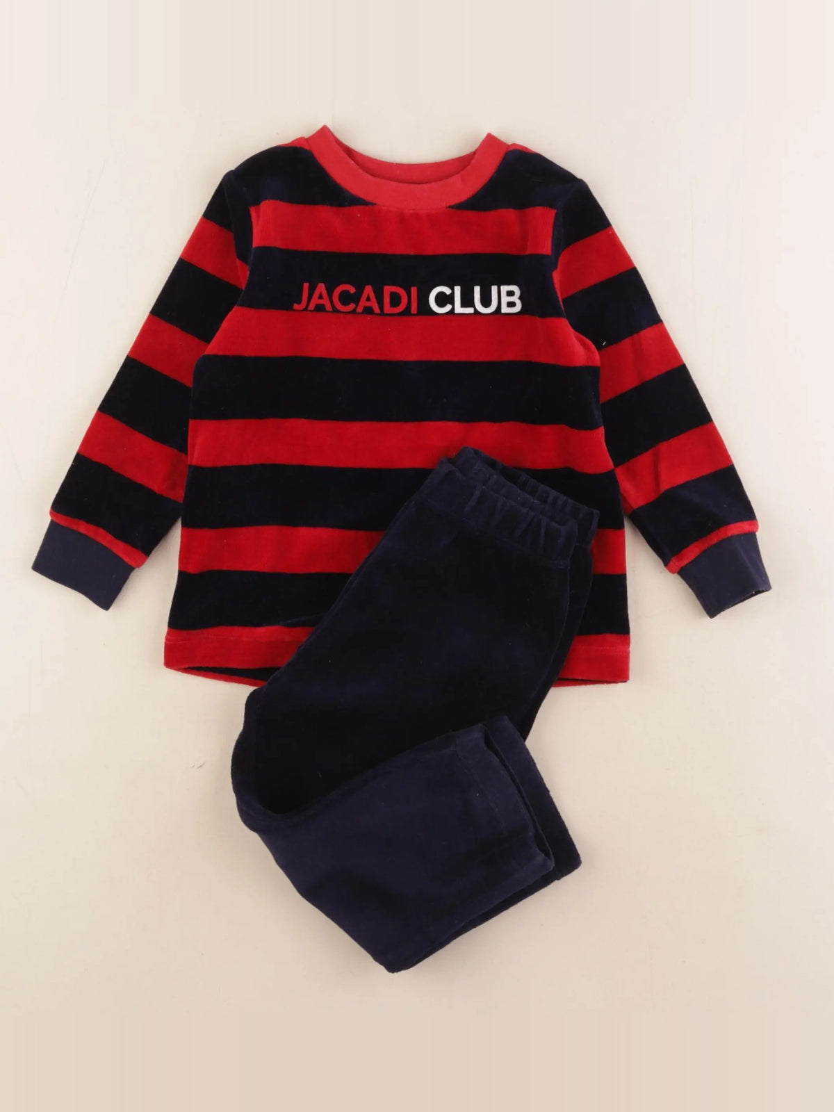 Jacadi - pyjama velours bleu, rouge - 2 ans