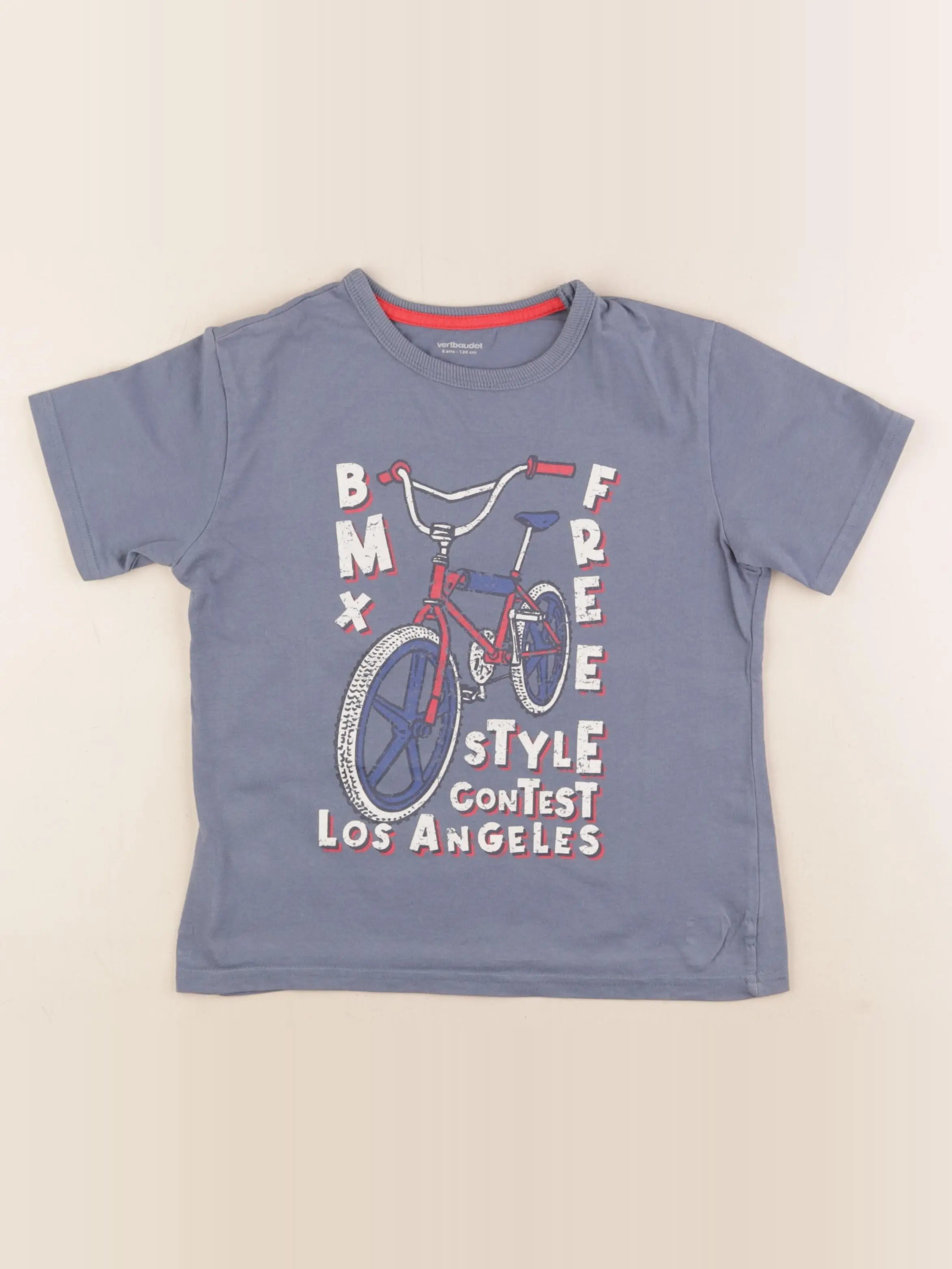 Vertbaudet - tee-shirt bleu - 8 ans