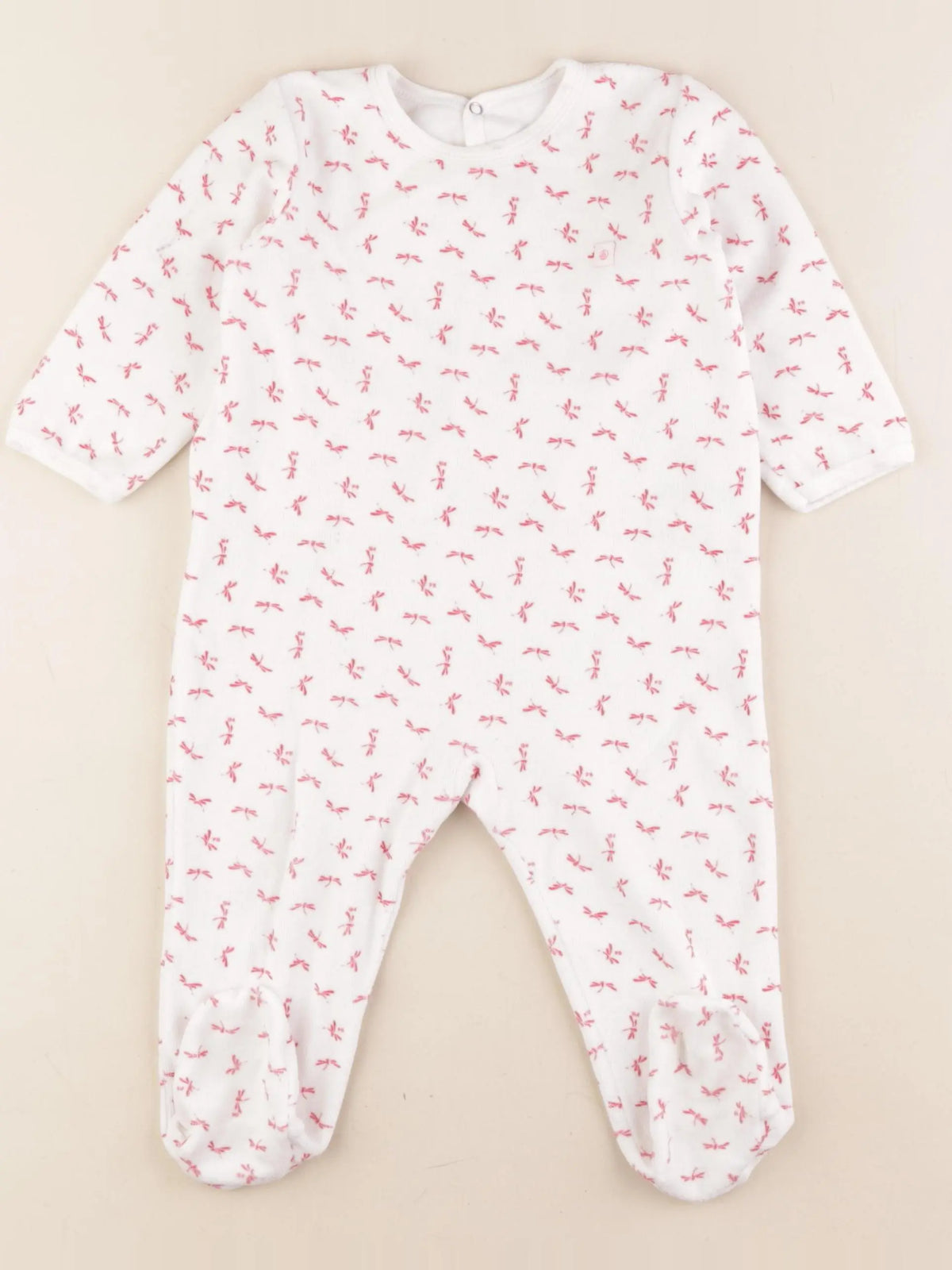Petit Bateau - pyjama velours blanc - 12 mois