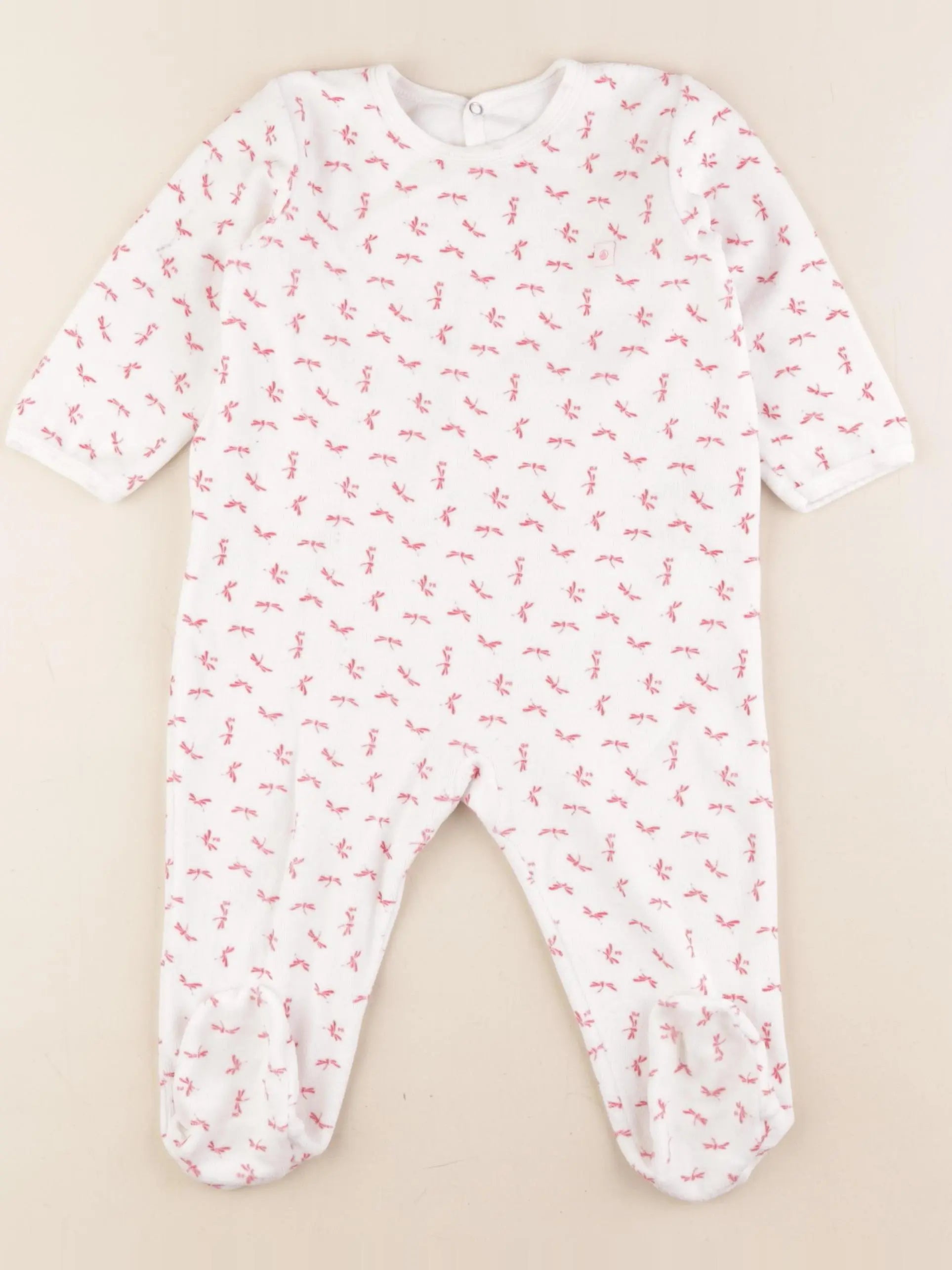 Petit Bateau - pyjama velours blanc - 12 mois