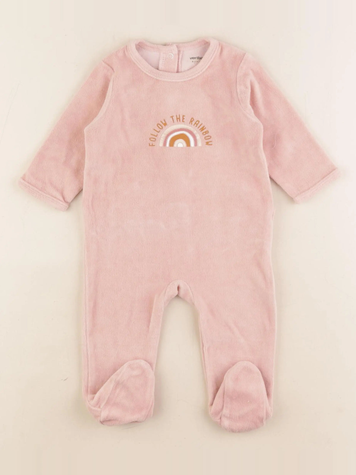 Vertbaudet - pyjama velours rose - 6 mois