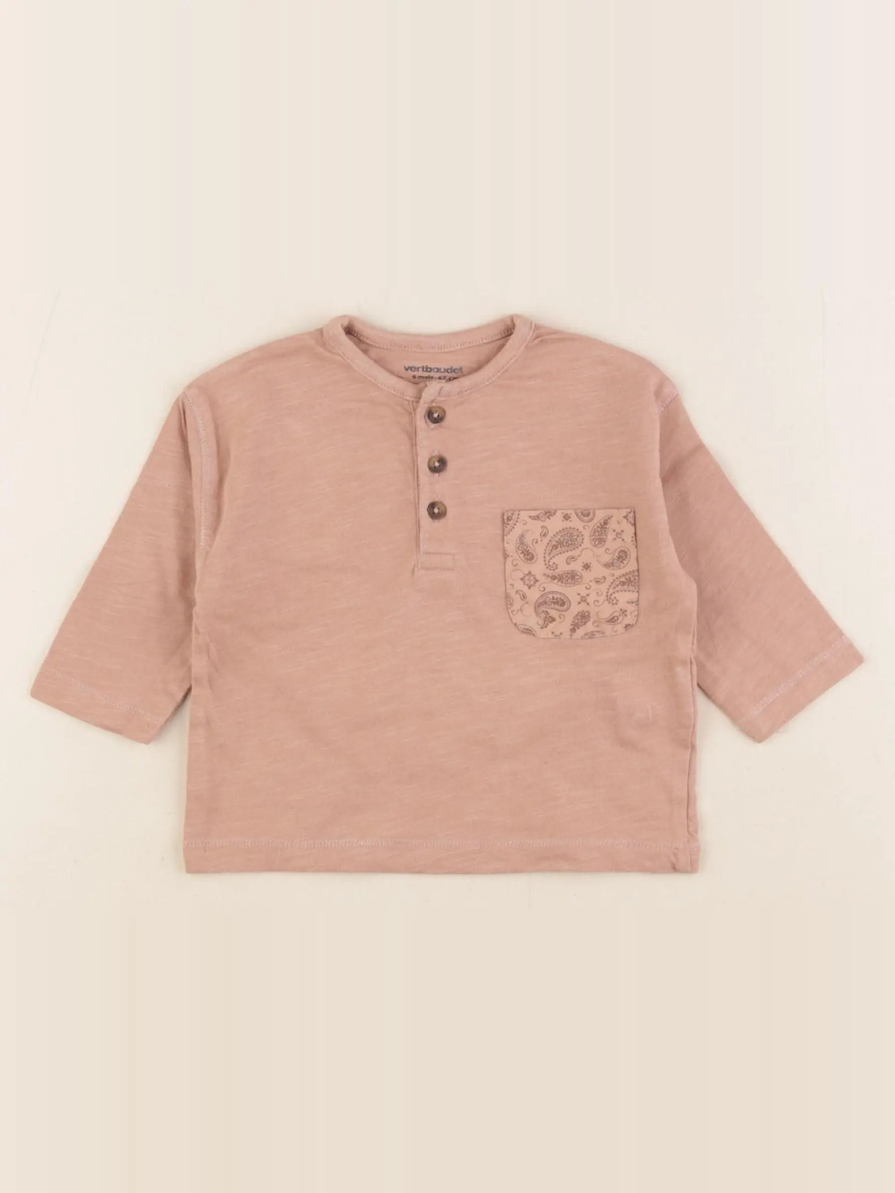 Vertbaudet - tee-shirt marron - 6 mois
