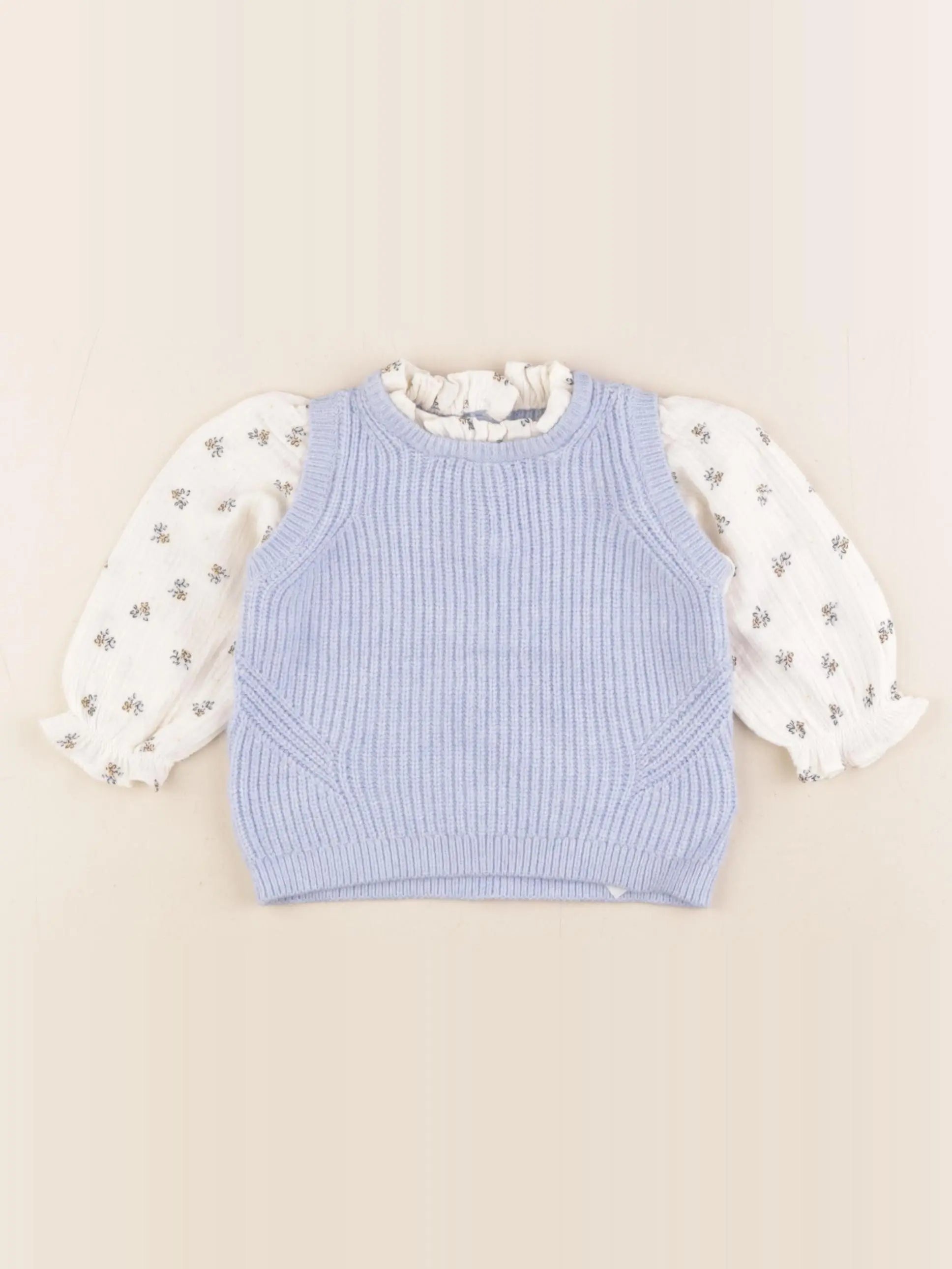 Vertbaudet - pull bleu - 6 mois