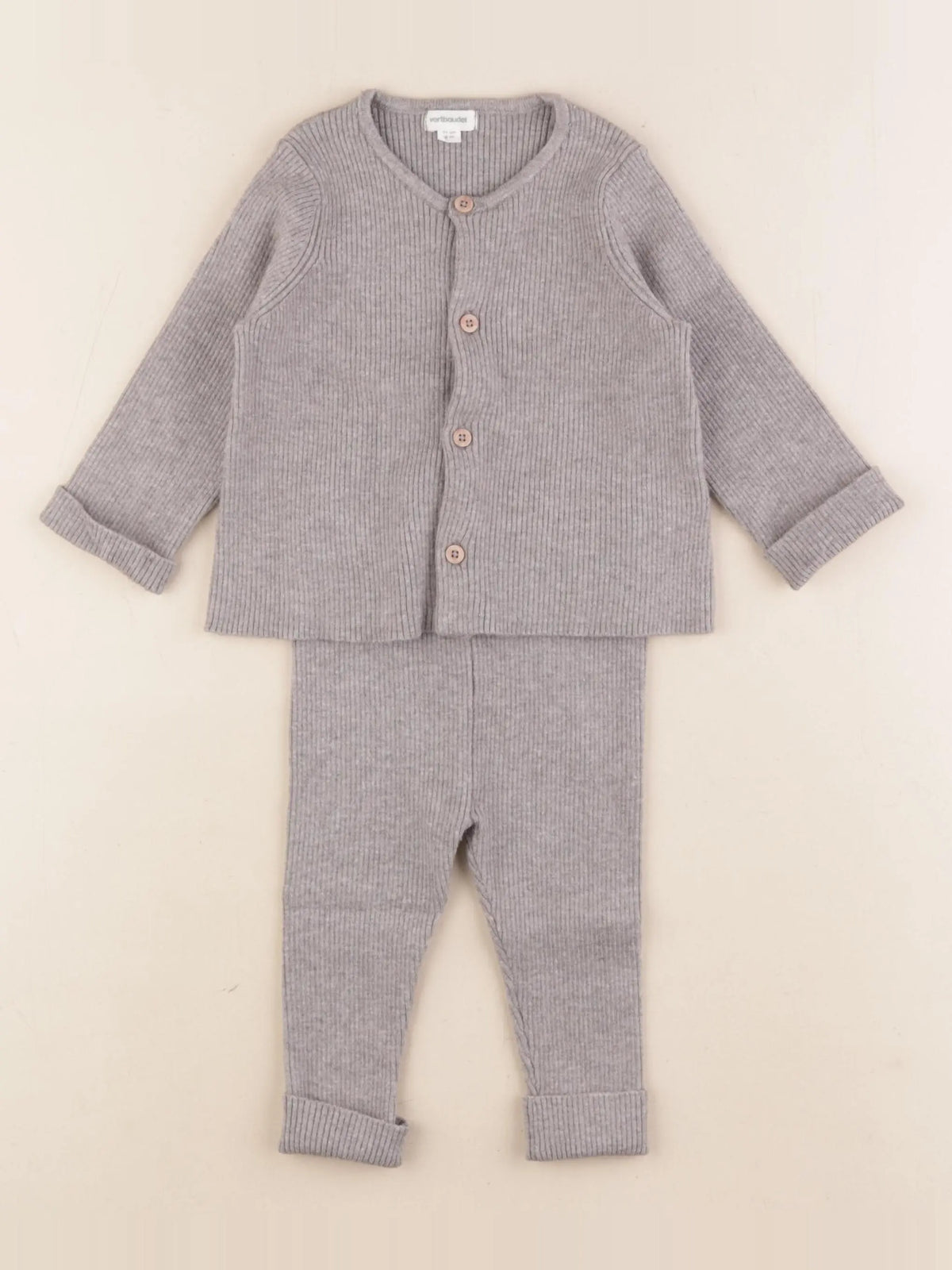 Vertbaudet - ensemble gris - 9 mois