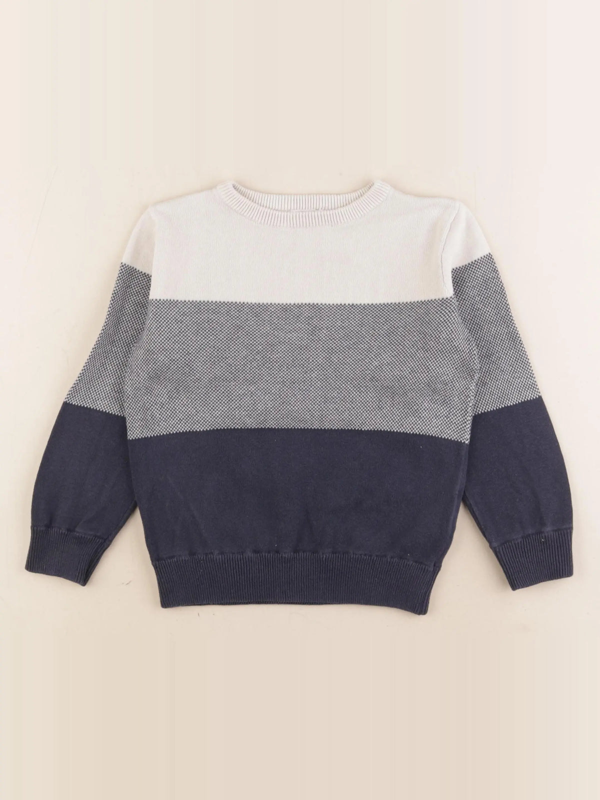 Vertbaudet - pull blanc, bleu - 4 ans