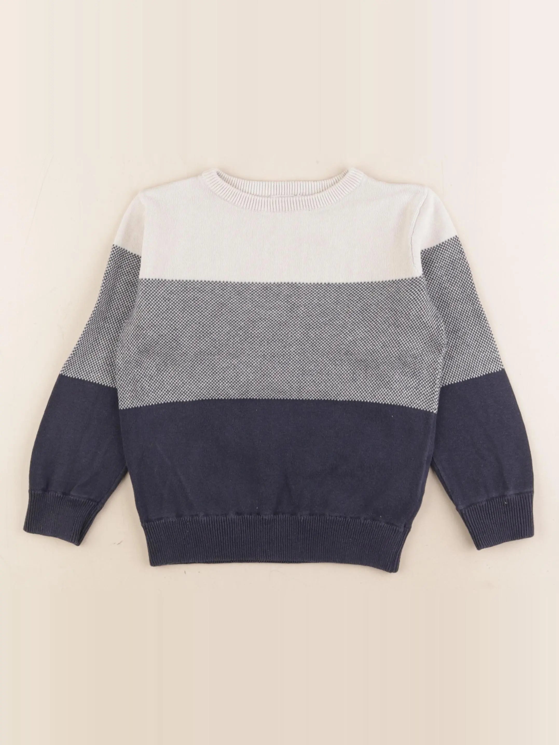 Vertbaudet - pull blanc, bleu - 4 ans