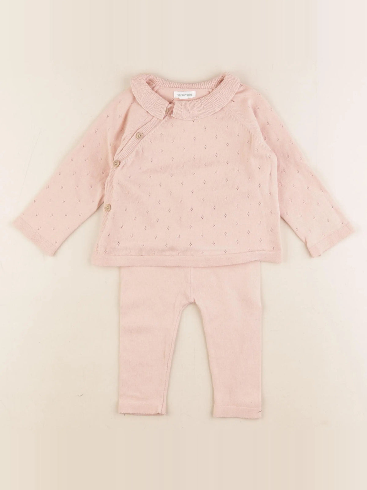 Vertbaudet - ensemble rose - 9 mois