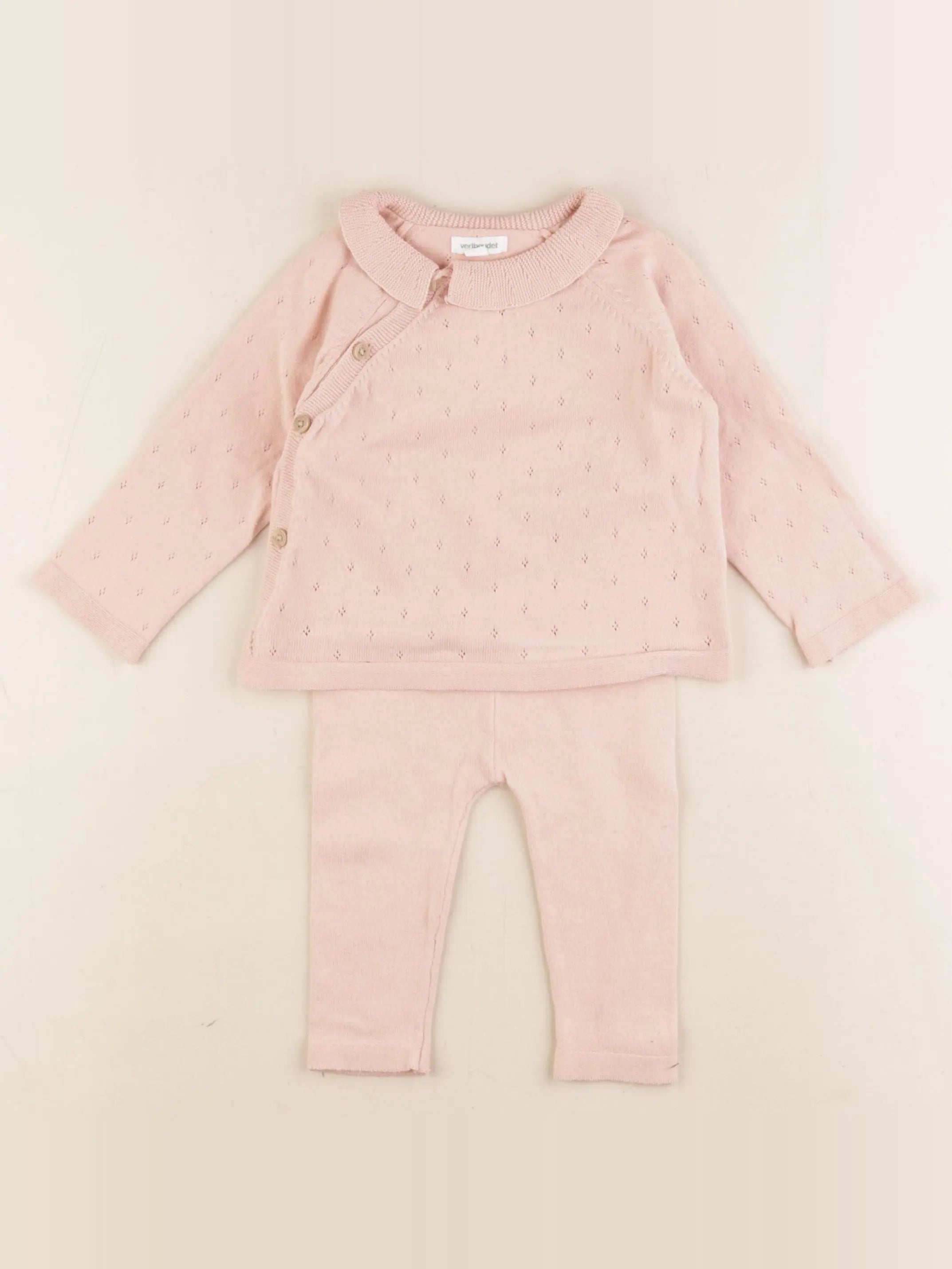 Vertbaudet - ensemble rose - 9 mois
