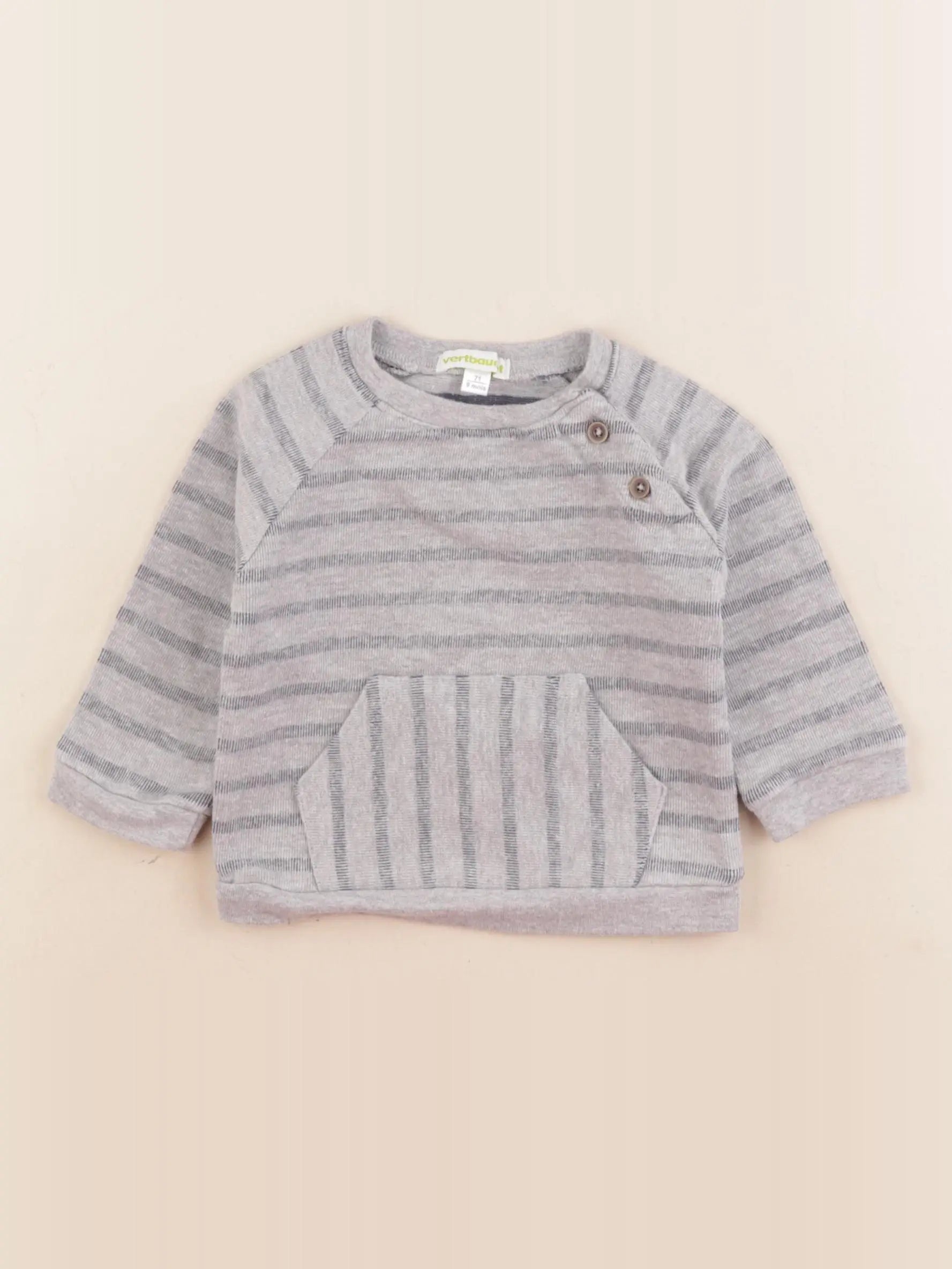 Vertbaudet - sweat gris - 9 mois