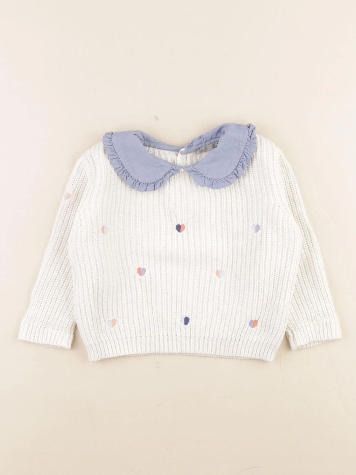 Boutchou - pull blanc, bleu - 18 mois