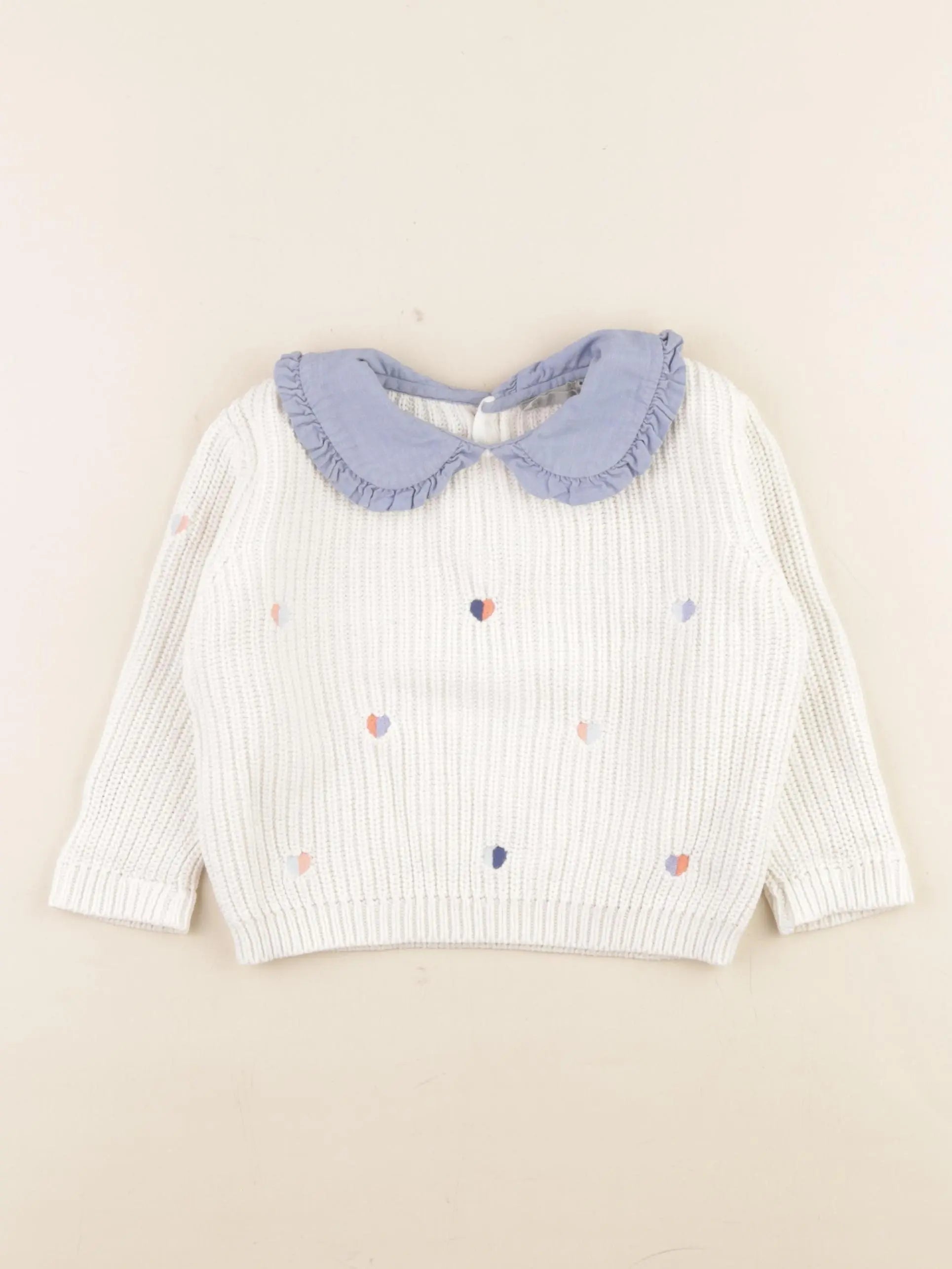Boutchou - pull blanc, bleu - 18 mois
