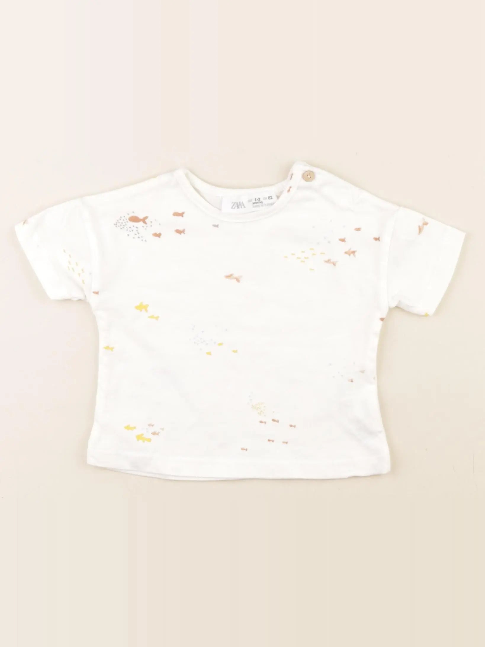 Zara - tee-shirt beige - 1/3 mois