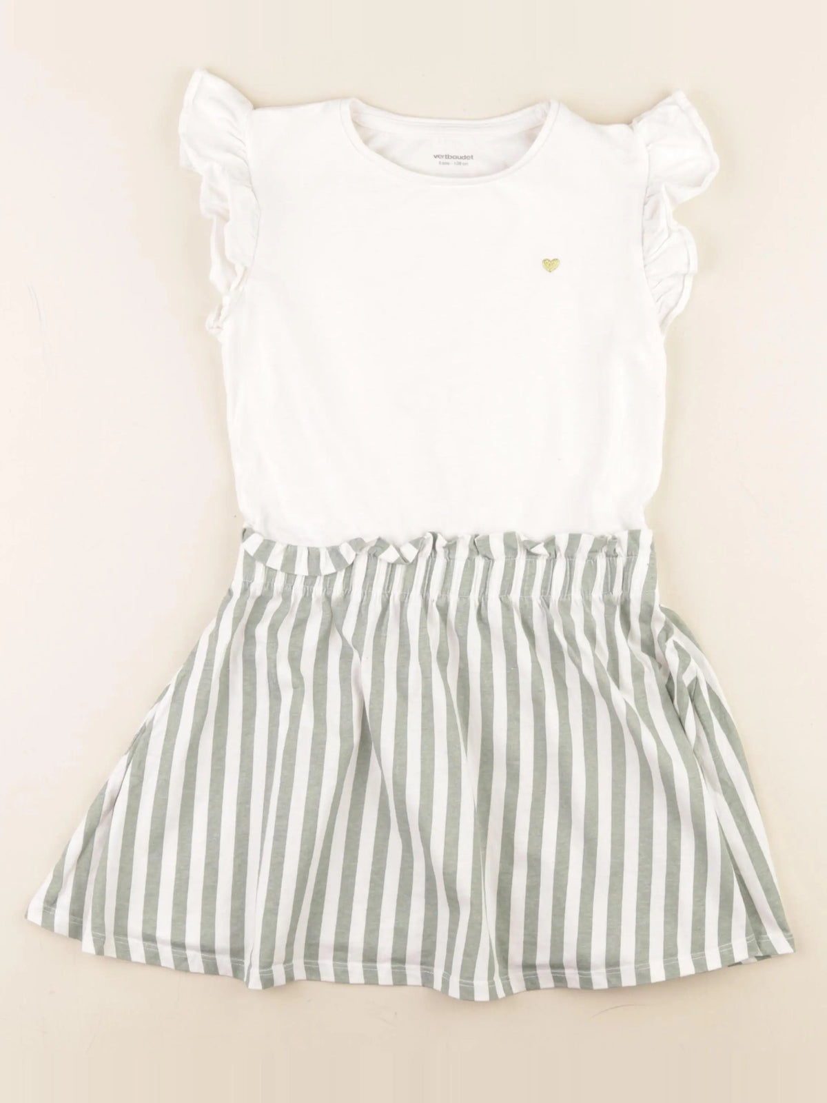 Vertbaudet - robe blanc, vert - 8 ans