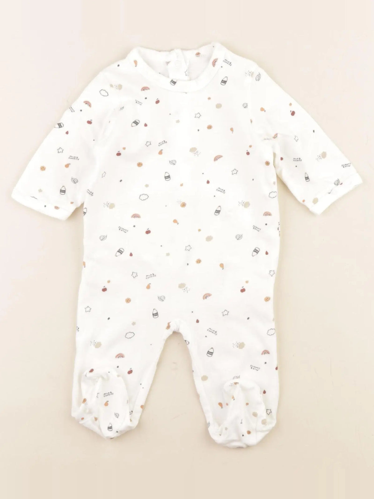 Vertbaudet - pyjama coton blanc - 1 mois