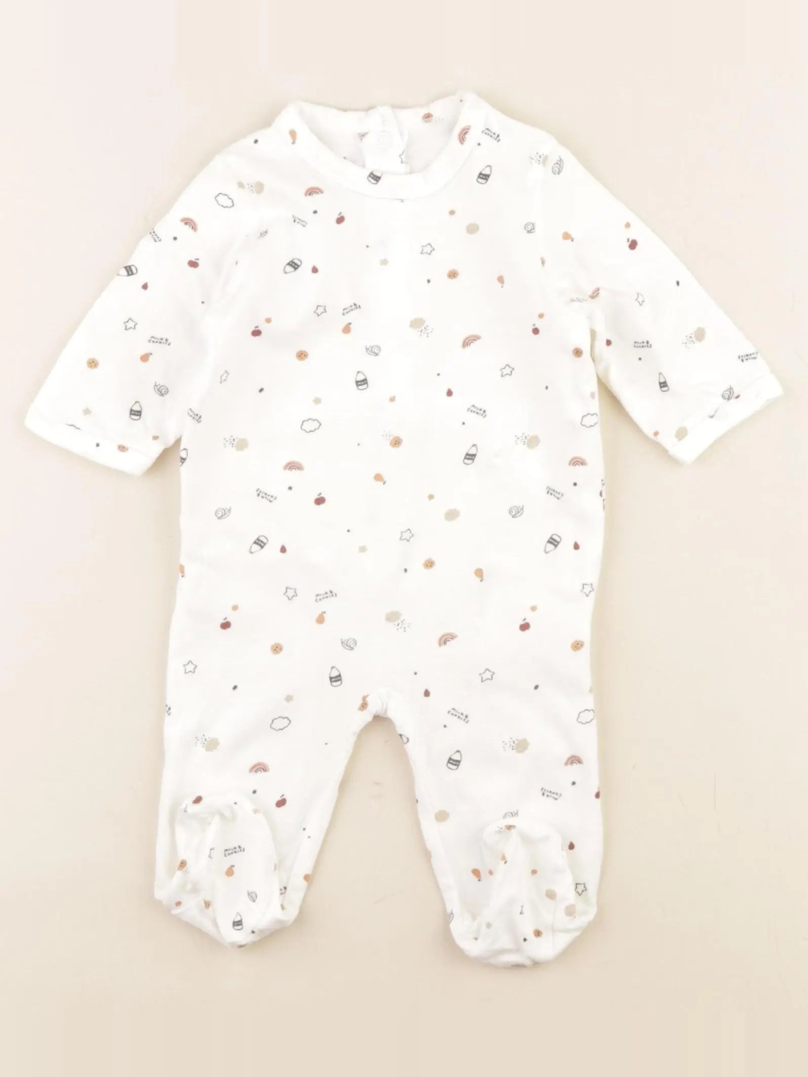 Vertbaudet - pyjama coton blanc - 1 mois