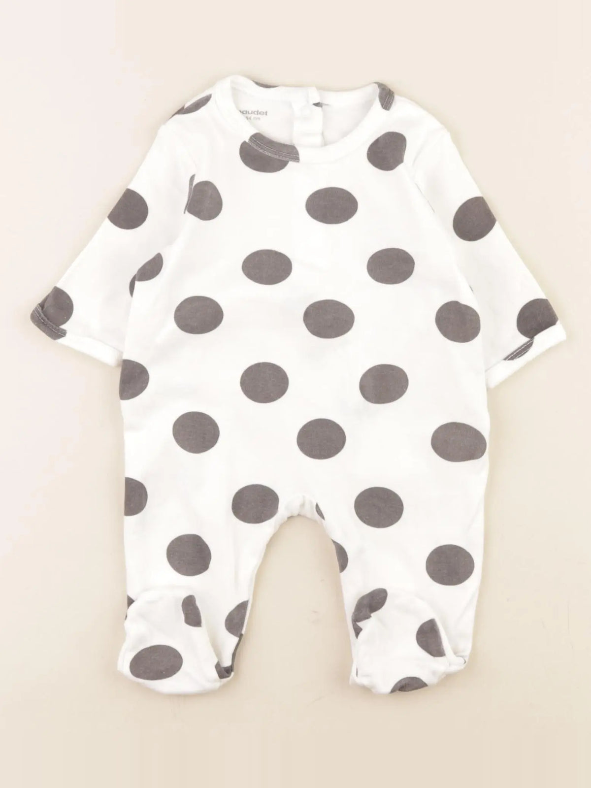 Vertbaudet - pyjama coton blanc, gris - 1 mois