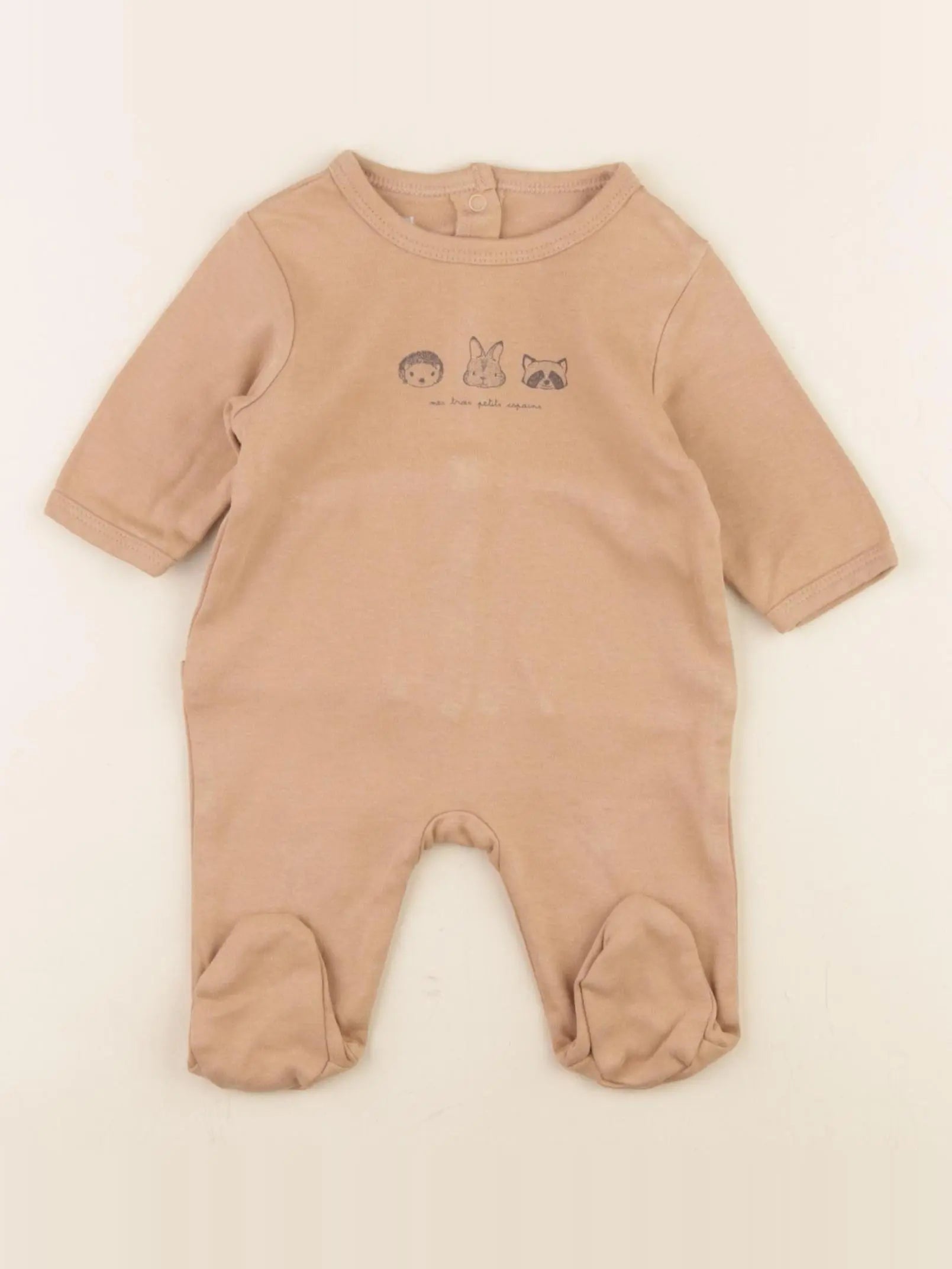 Vertbaudet - pyjama coton marron - 1 mois