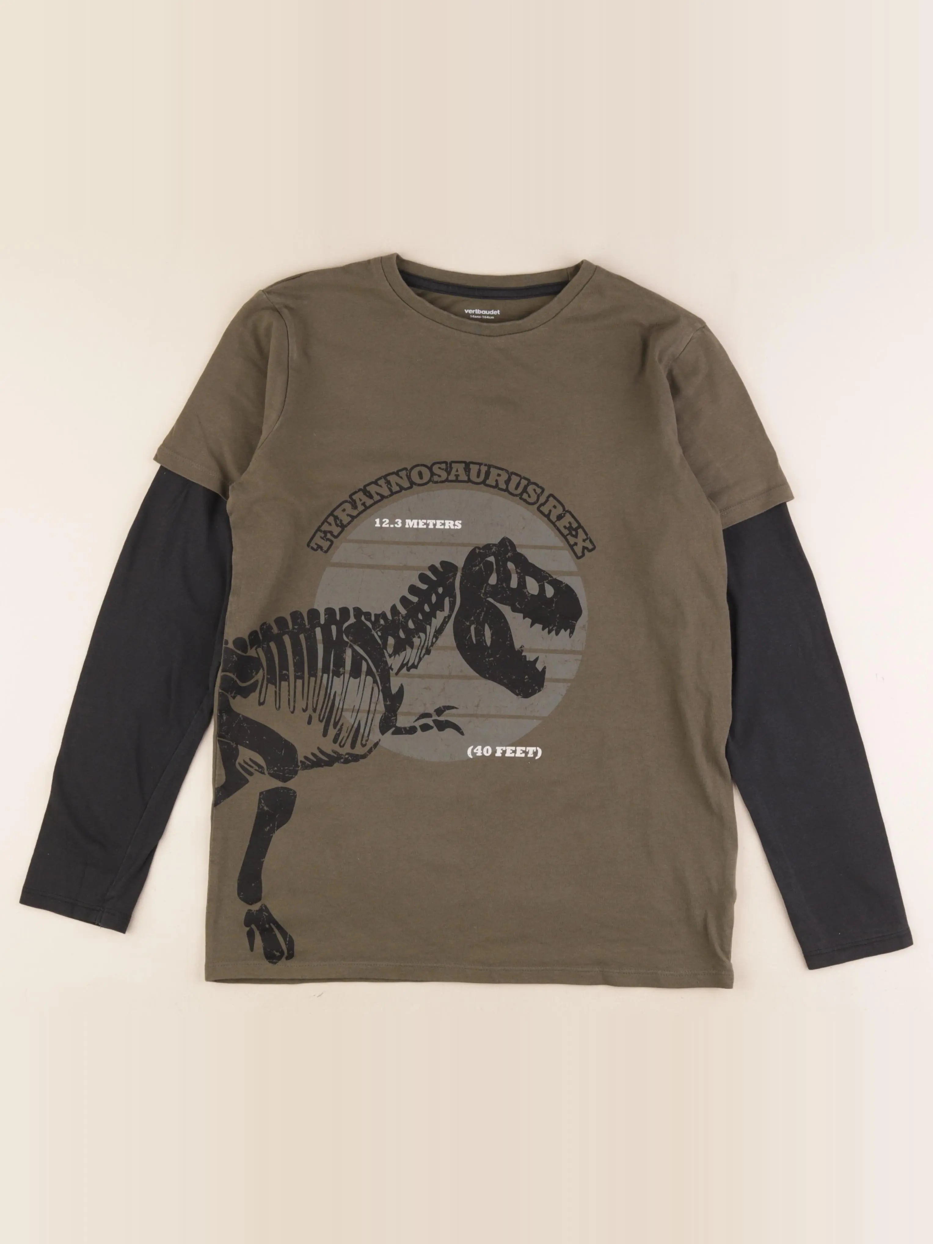 Vertbaudet - tee-shirt marron, noir - 14 ans