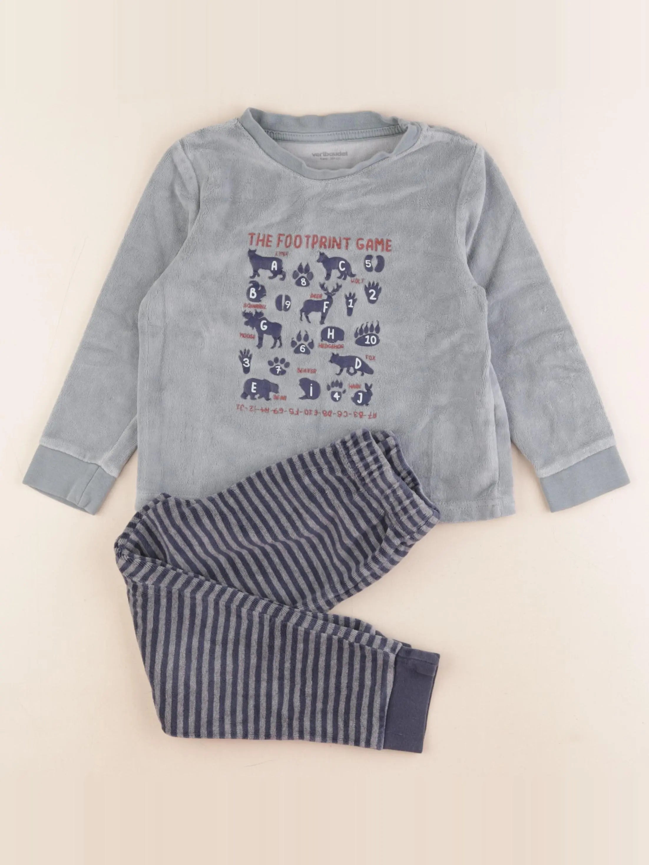 Vertbaudet - pyjama velours bleu, vert - 4 ans