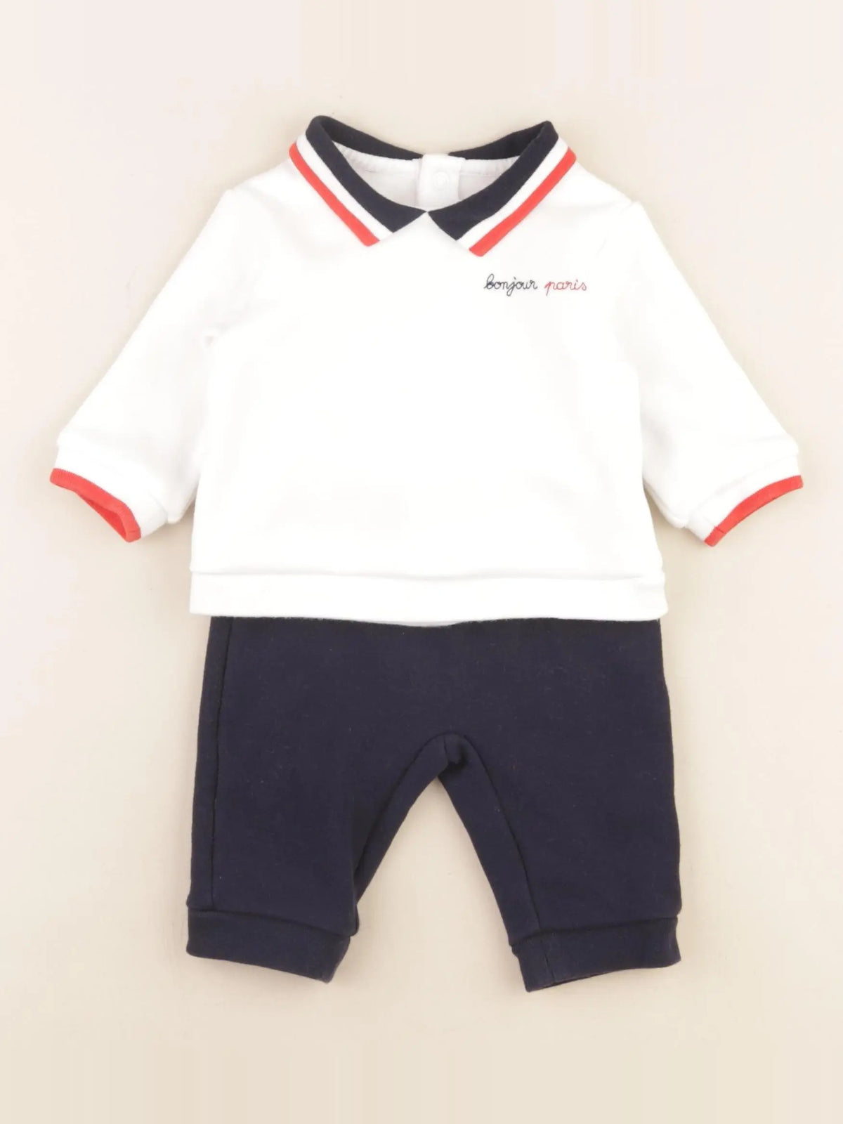 Jacadi - ensemble bleu, blanc - 3 mois