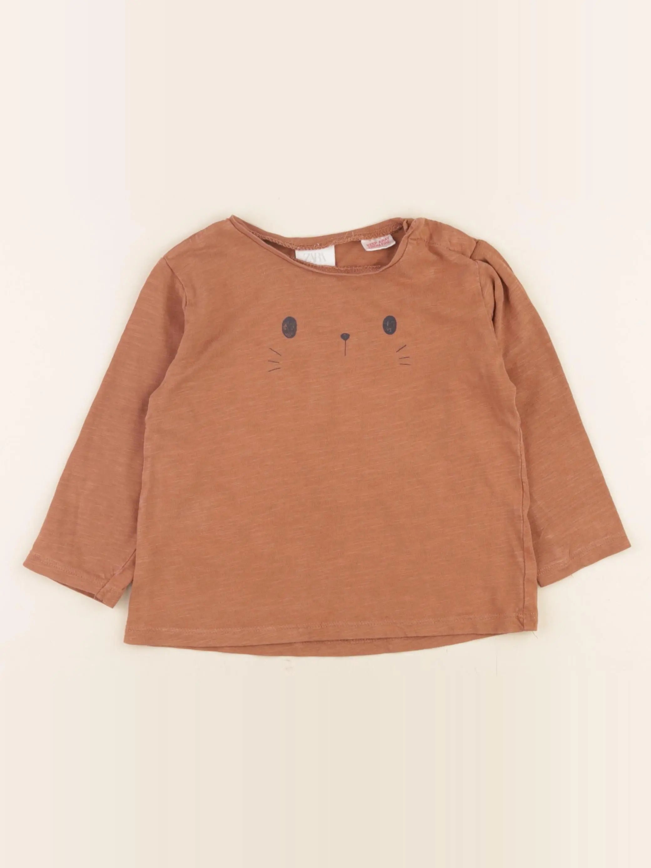 Zara - tee-shirt marron - 2/3 ans