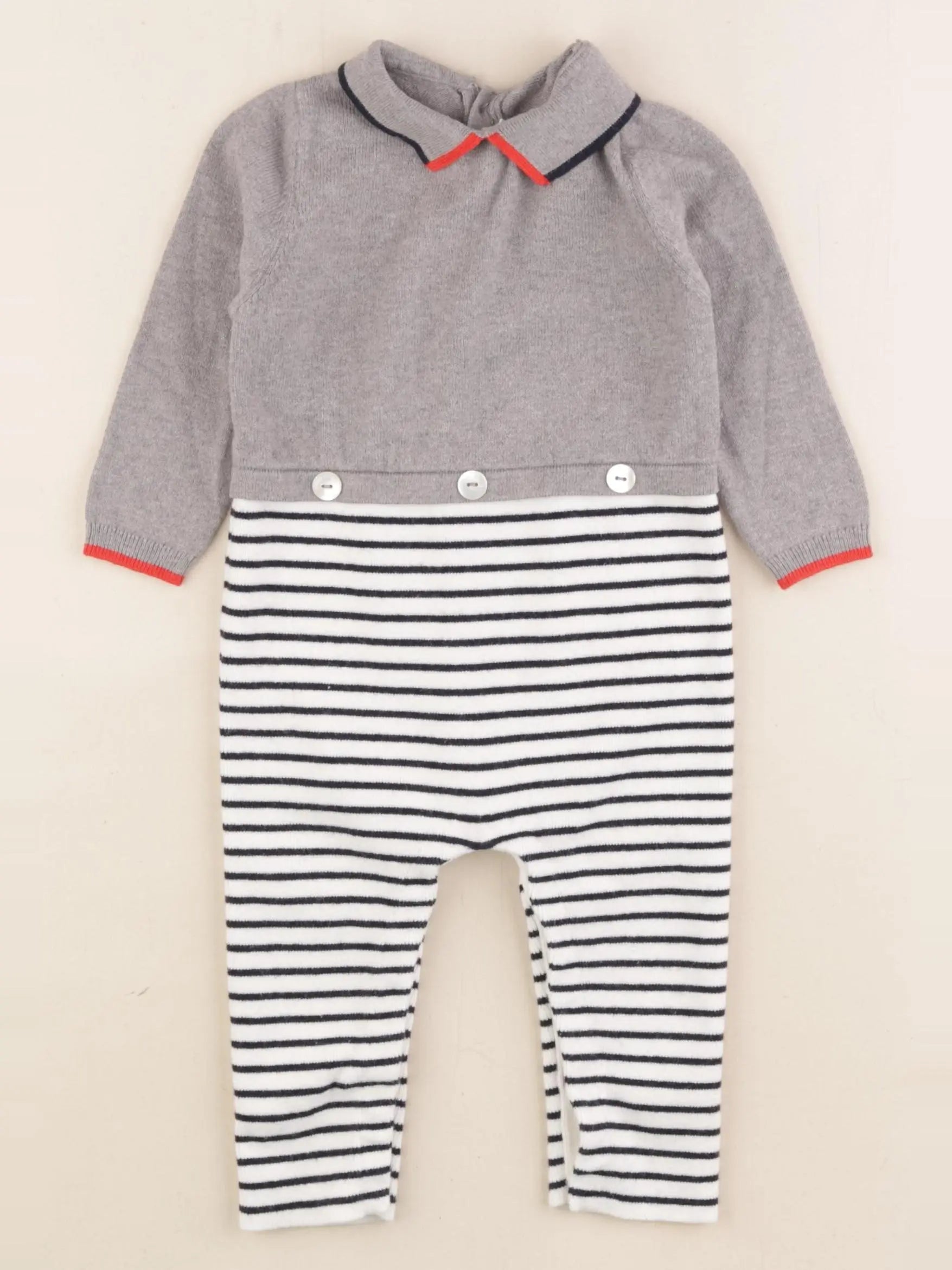 Jacadi - combinaison blanc, gris - 12 mois