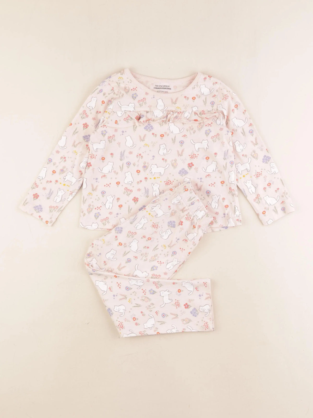 Monoprix - pyjama coton rose - 3 ans