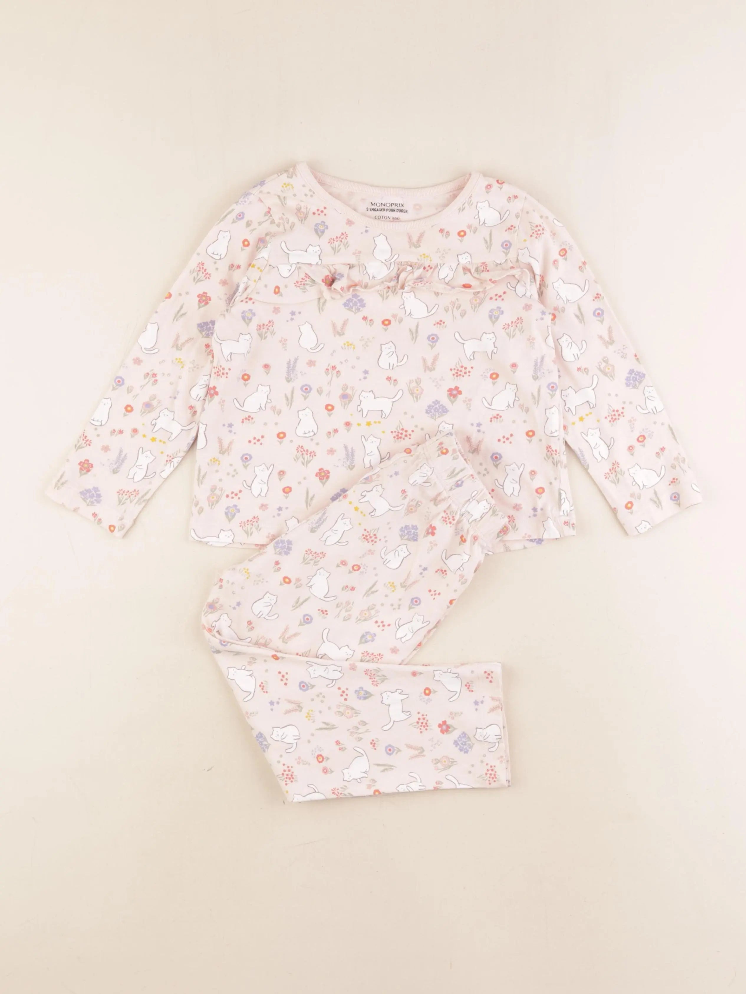 Monoprix - pyjama coton rose - 3 ans