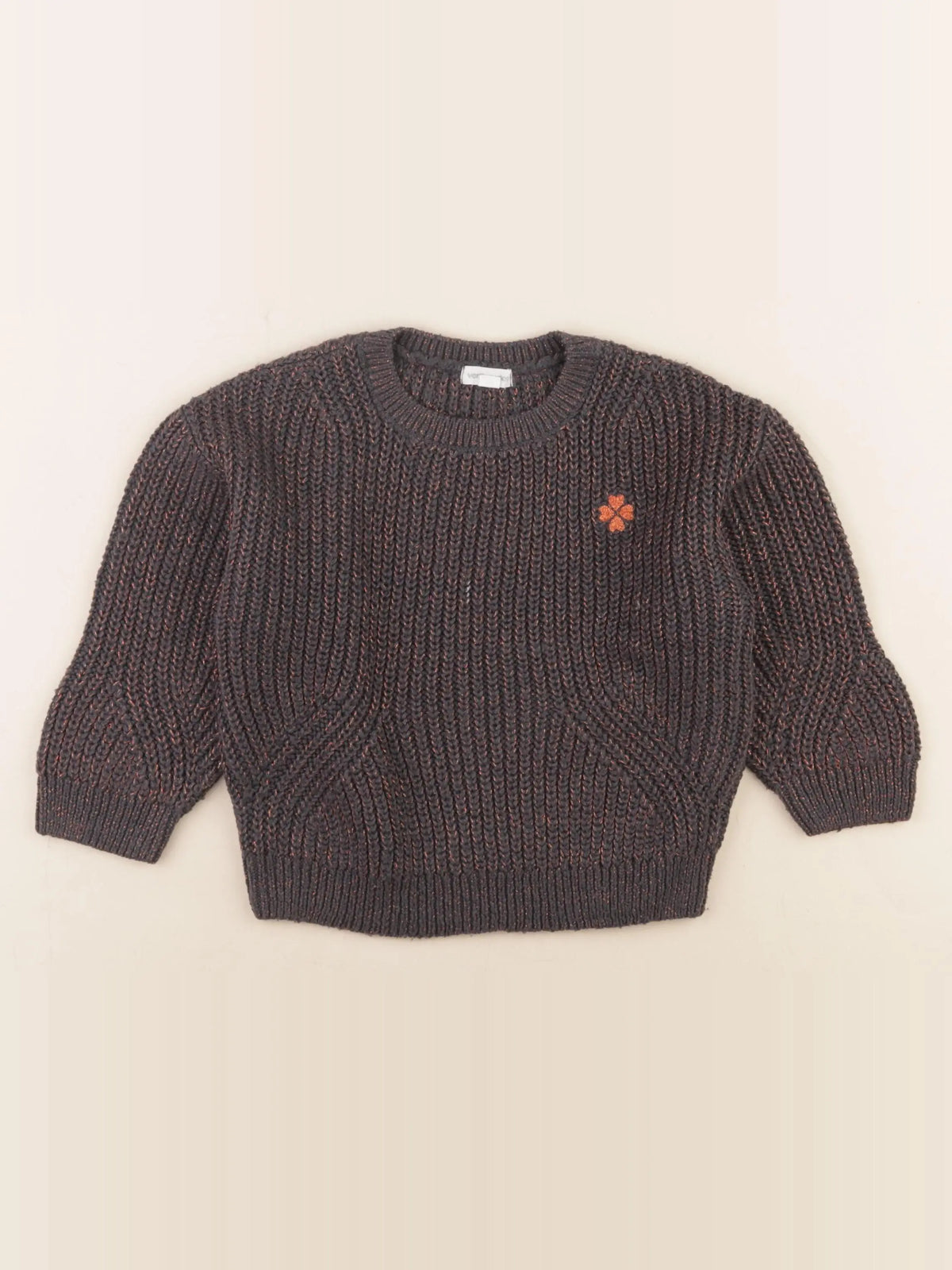 Vertbaudet - pull taupe, rose - 4 ans