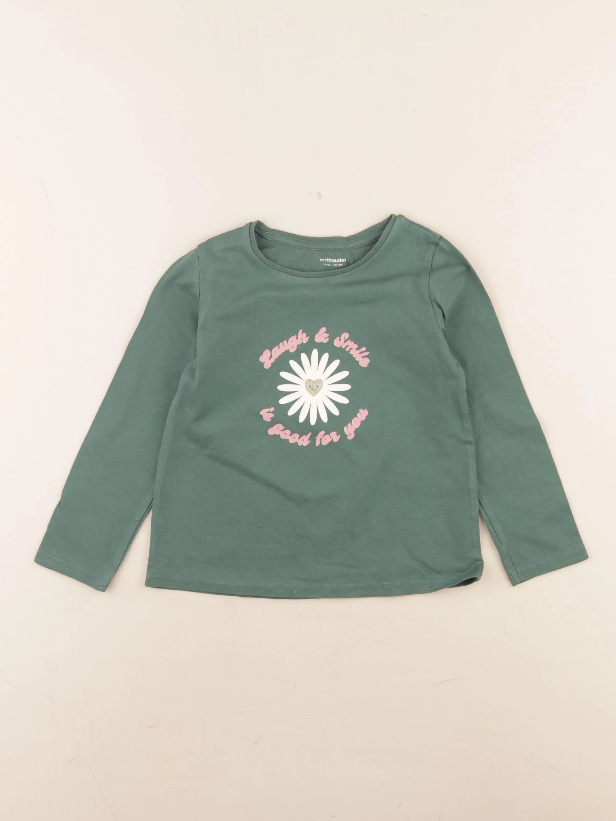 Vertbaudet - tee-shirt or, vert - 4 ans