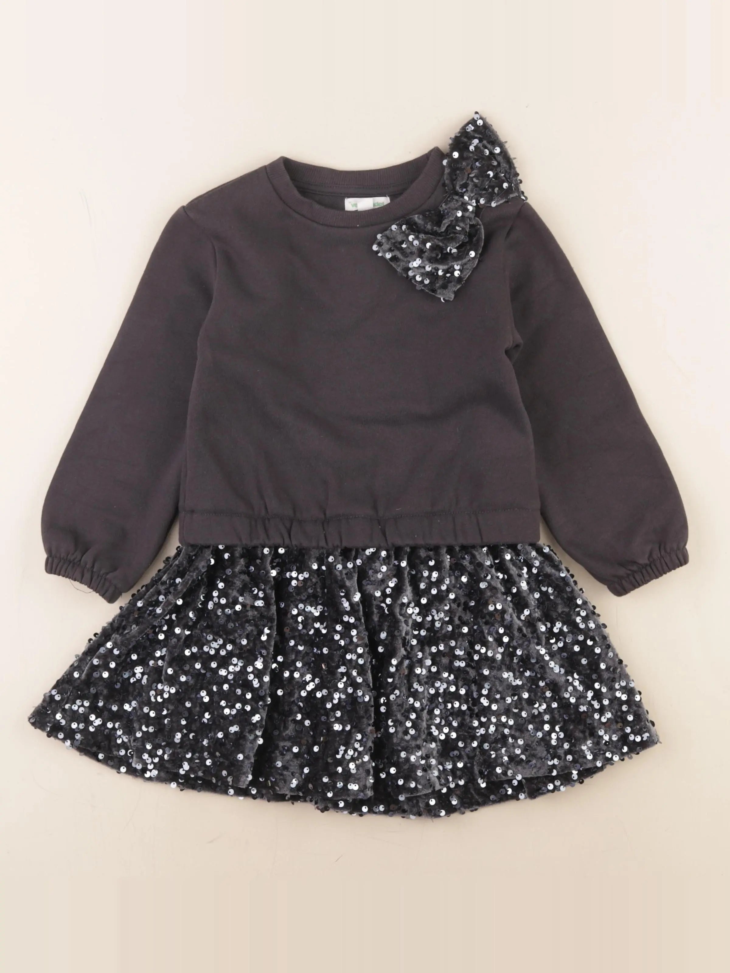 Vertbaudet - robe argent, taupe - 4 ans