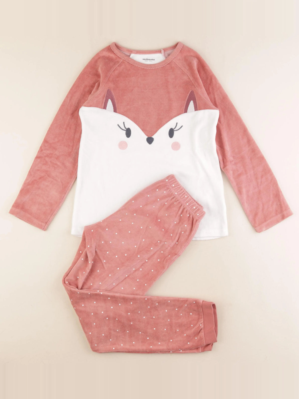 Vertbaudet - pyjama velours rose - 10 ans