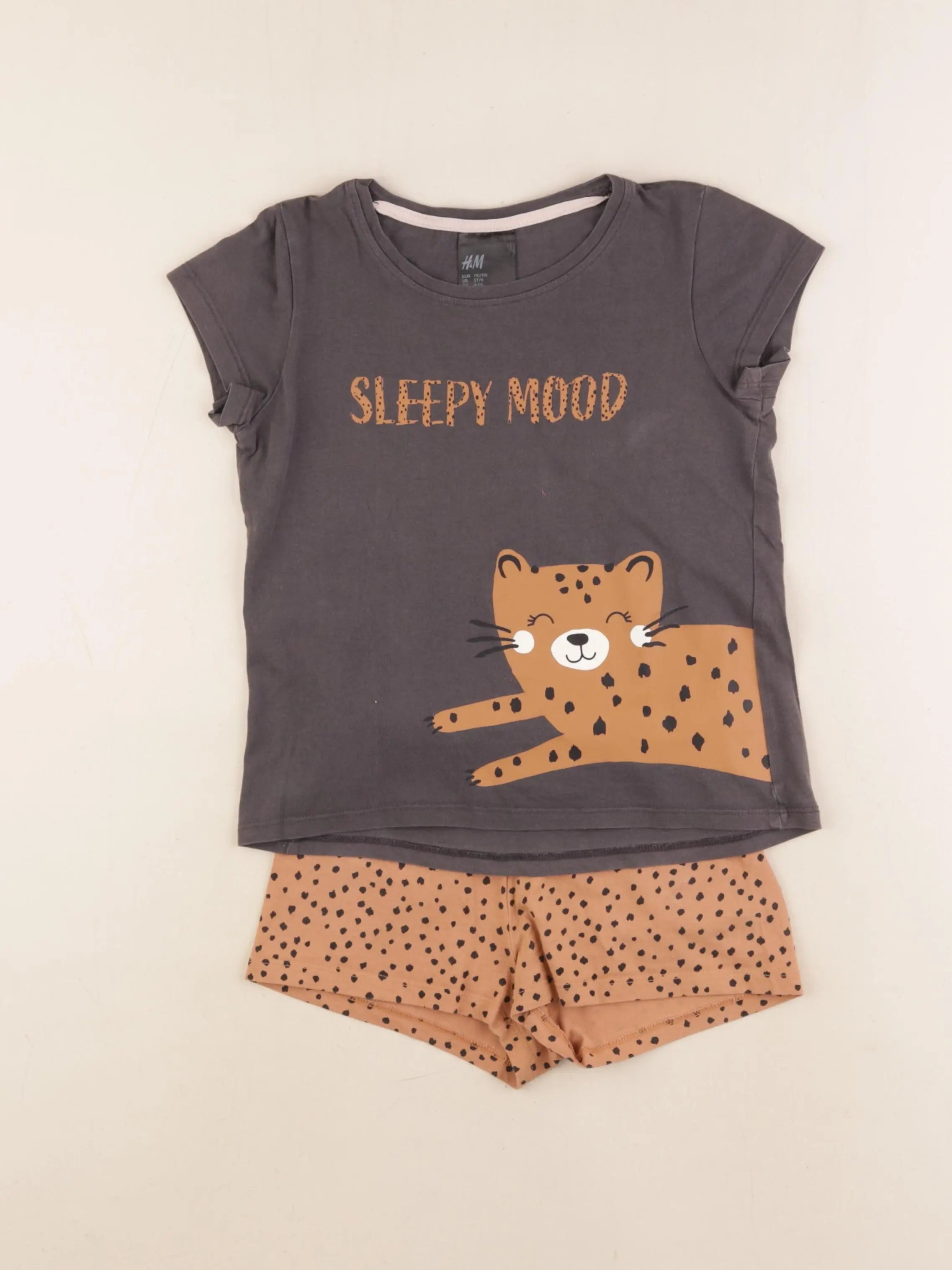 H&M - pyjama coton gris, marron - 5/6 ans