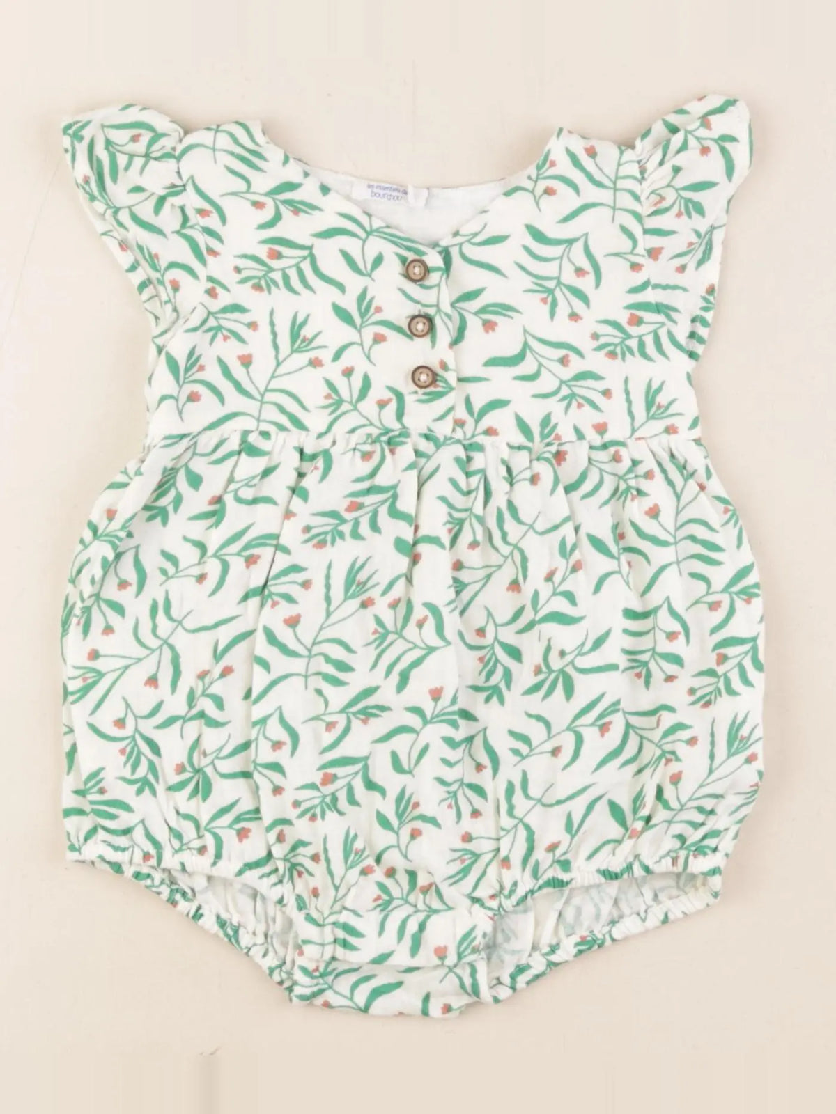 Boutchou - combinaison beige, vert - 6 mois